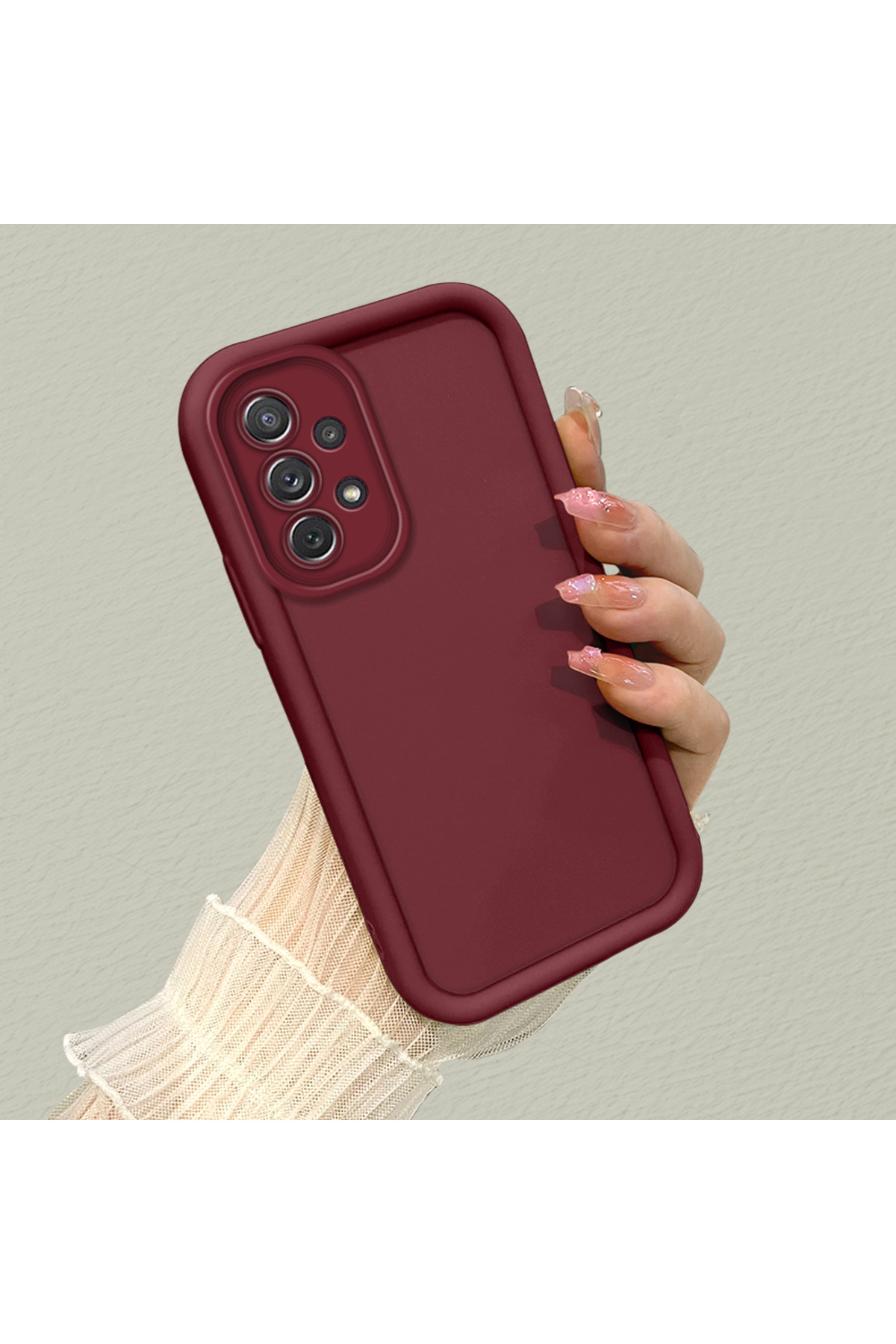Samsung Galaxy A72 Compatible Silicone Material Shockproof Simple Burgundy Color Case