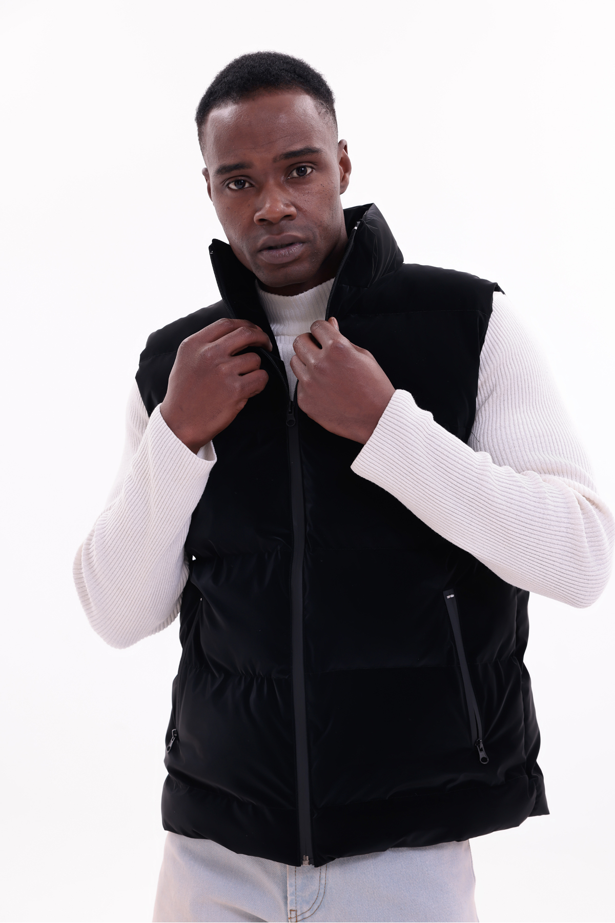 freemen  Erkek Nova Kumaş Şişme Yelek Hafif Dolgulu Fermuarlı Cepli Su İtici Rahat Kalıp - Görsel 2