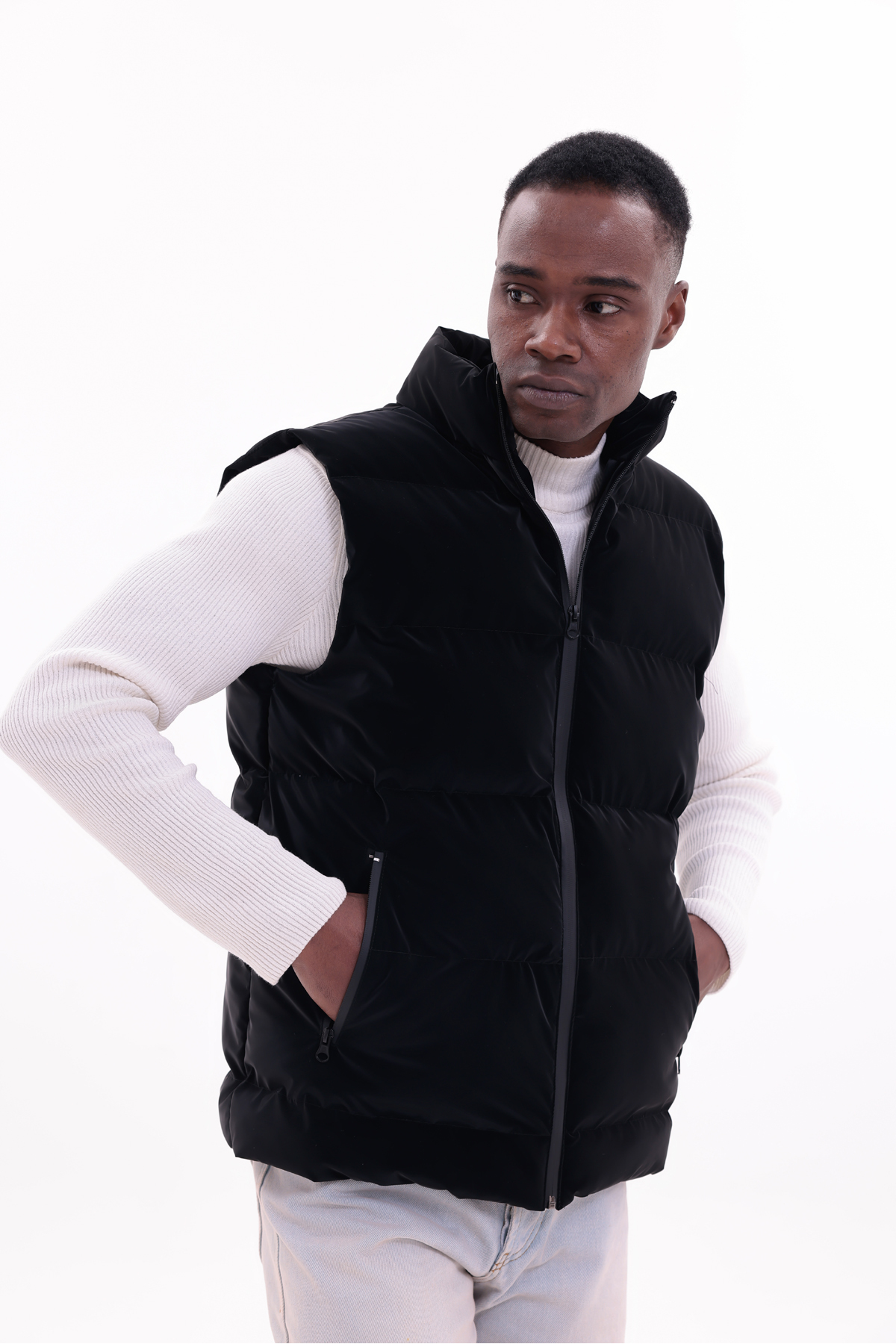 freemen  Erkek Nova Kumaş Şişme Yelek Hafif Dolgulu Fermuarlı Cepli Su İtici Rahat Kalıp - Görsel 7