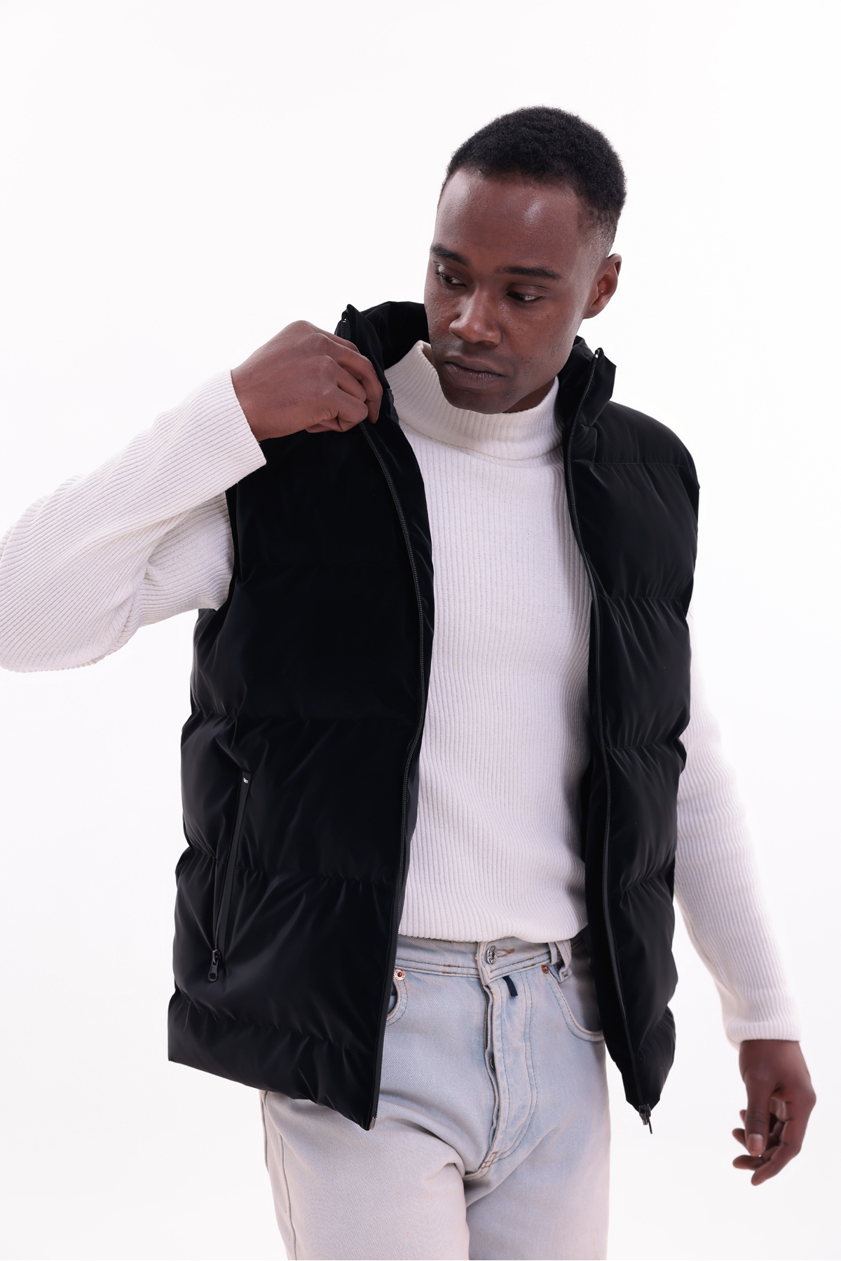 freemen  Erkek Nova Kumaş Şişme Yelek Hafif Dolgulu Fermuarlı Cepli Su İtici Rahat Kalıp - Görsel 6