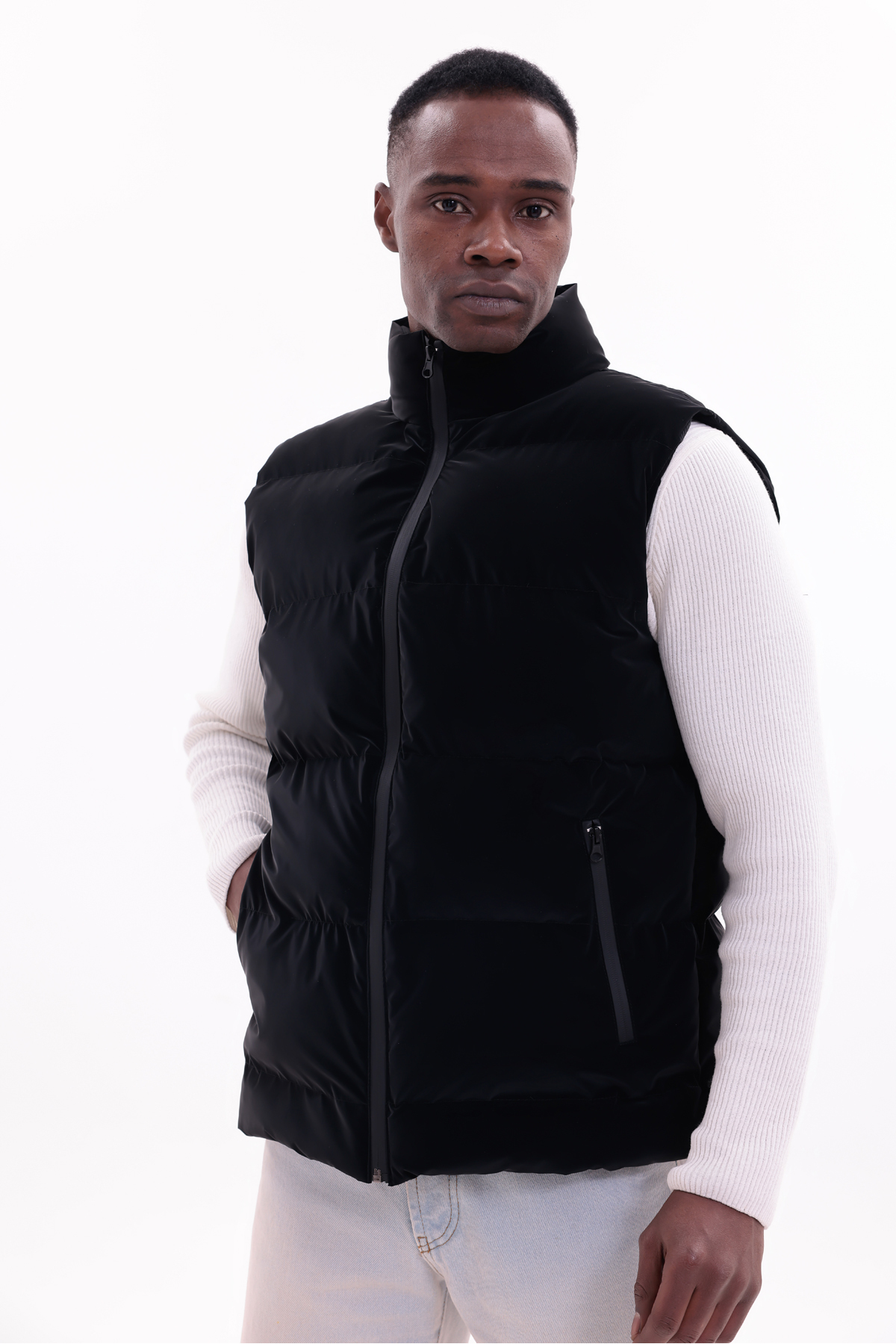 freemen  Erkek Nova Kumaş Şişme Yelek Hafif Dolgulu Fermuarlı Cepli Su İtici Rahat Kalıp