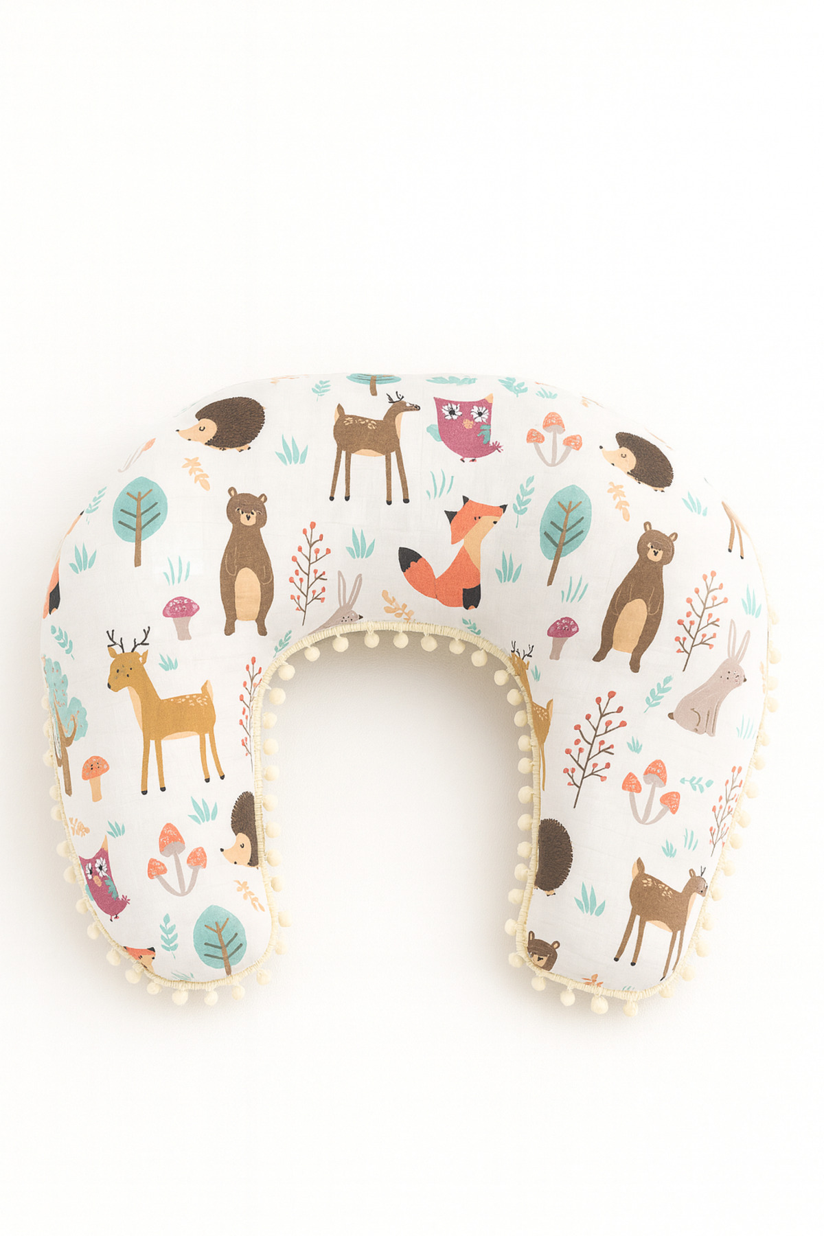 Jaju Baby Waflfe Kumaş Orman Ponponlu Çift Taraflı Emzirme Yastığı - Destek Minderi fotoğrafı 2 (önizleme)