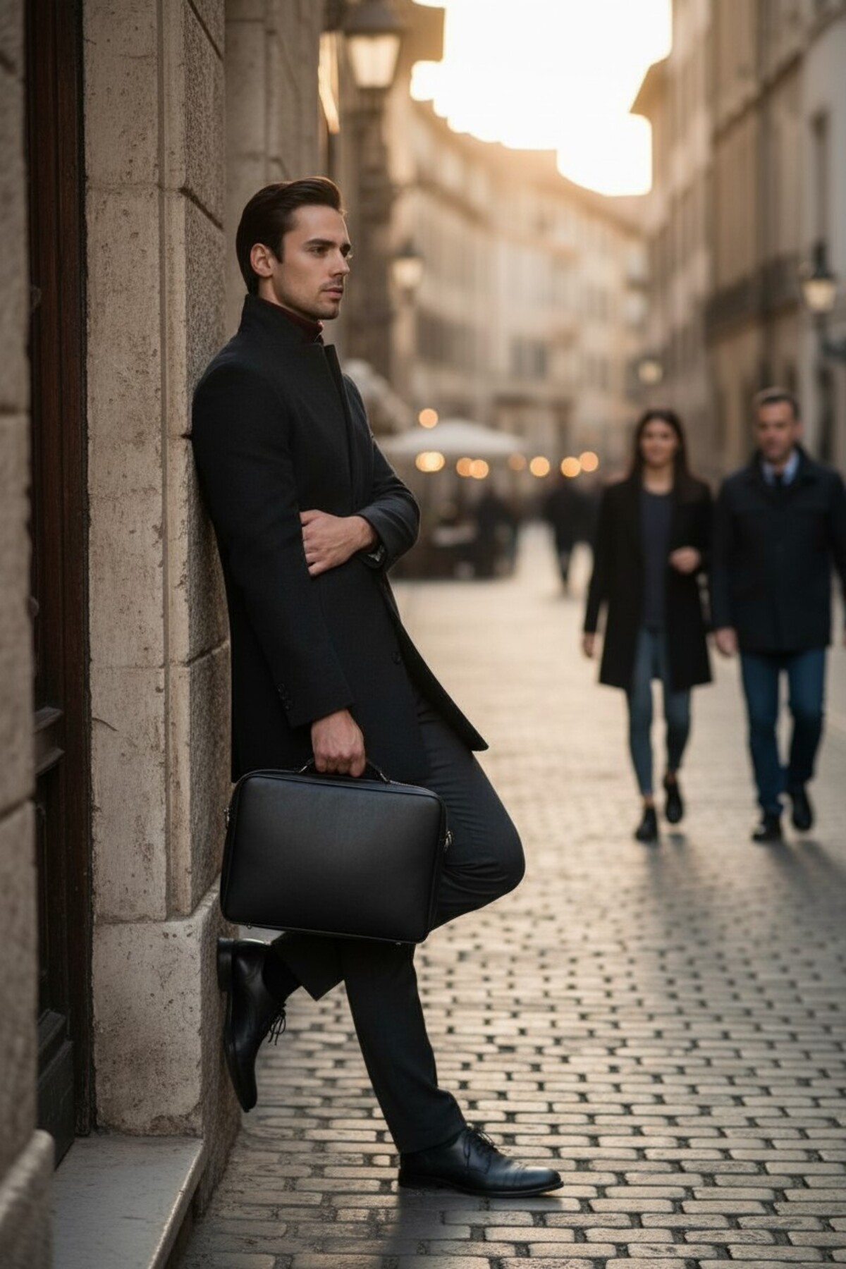 Frappoli  Bergamo Erkek Antrasit Regular Fit Dik Yaka Kaşe Kaban