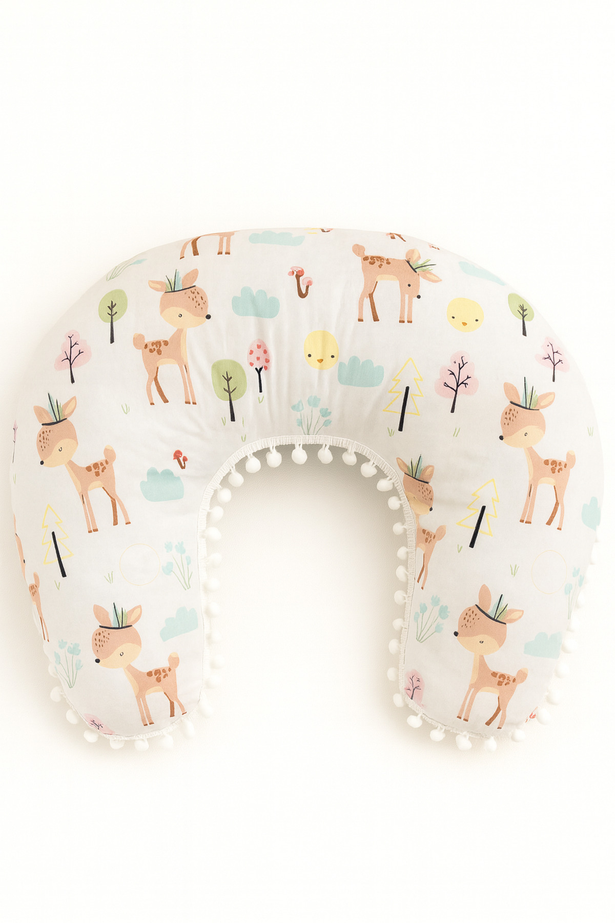 Jaju Baby Wafle Pike Kumaş Ceylan Tasarım Ponponlu Emzirme Yastığı - Destek Minderi fotoğrafı 3 (önizleme)