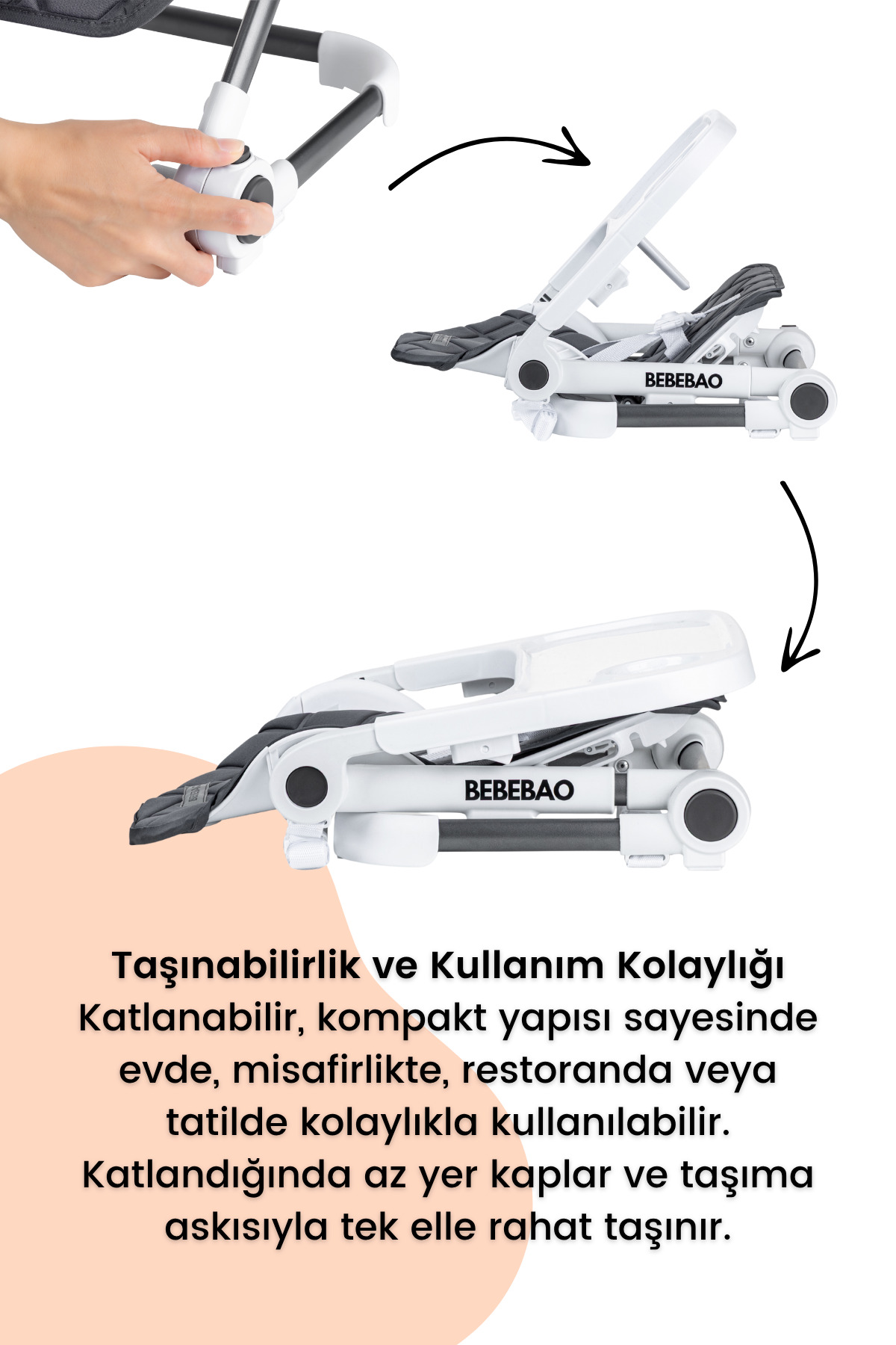 Bebebao Smart Portatif Mama Sandalyesi fotoğrafı 3 (önizleme)