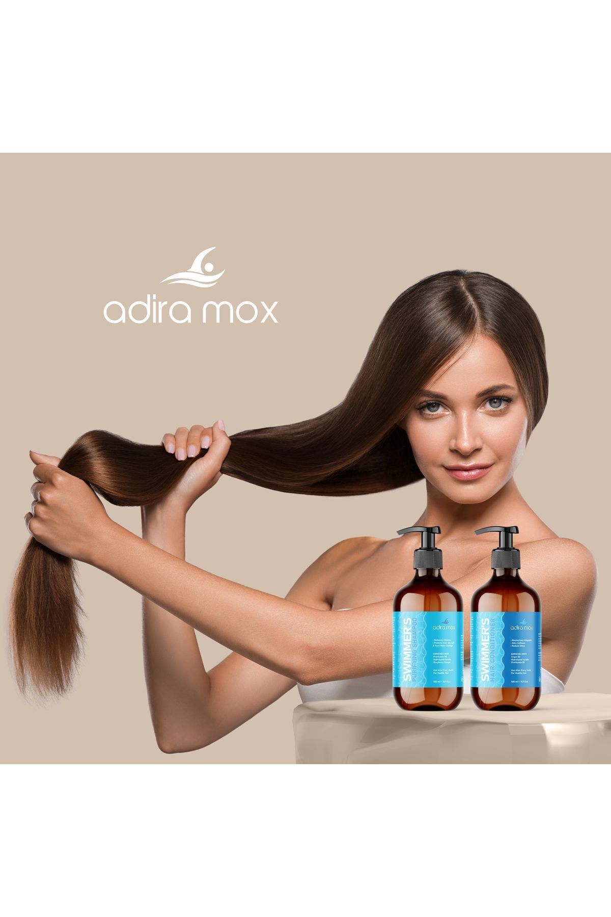 AdiraMox Deniz & Havuz Sonrası Onarıcı Saç Kremi – Keratin, Argan, Gliserin ve B5 Vitaminli 500 ml — 1981 — تصویر 7 از 9