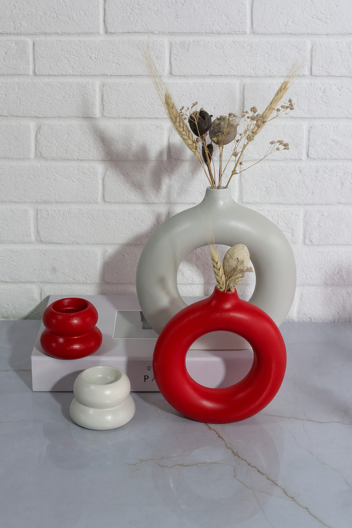 Decorative Bohemian Style Ring Vase and Tealight Decorative Candle Holder Set Trinket
