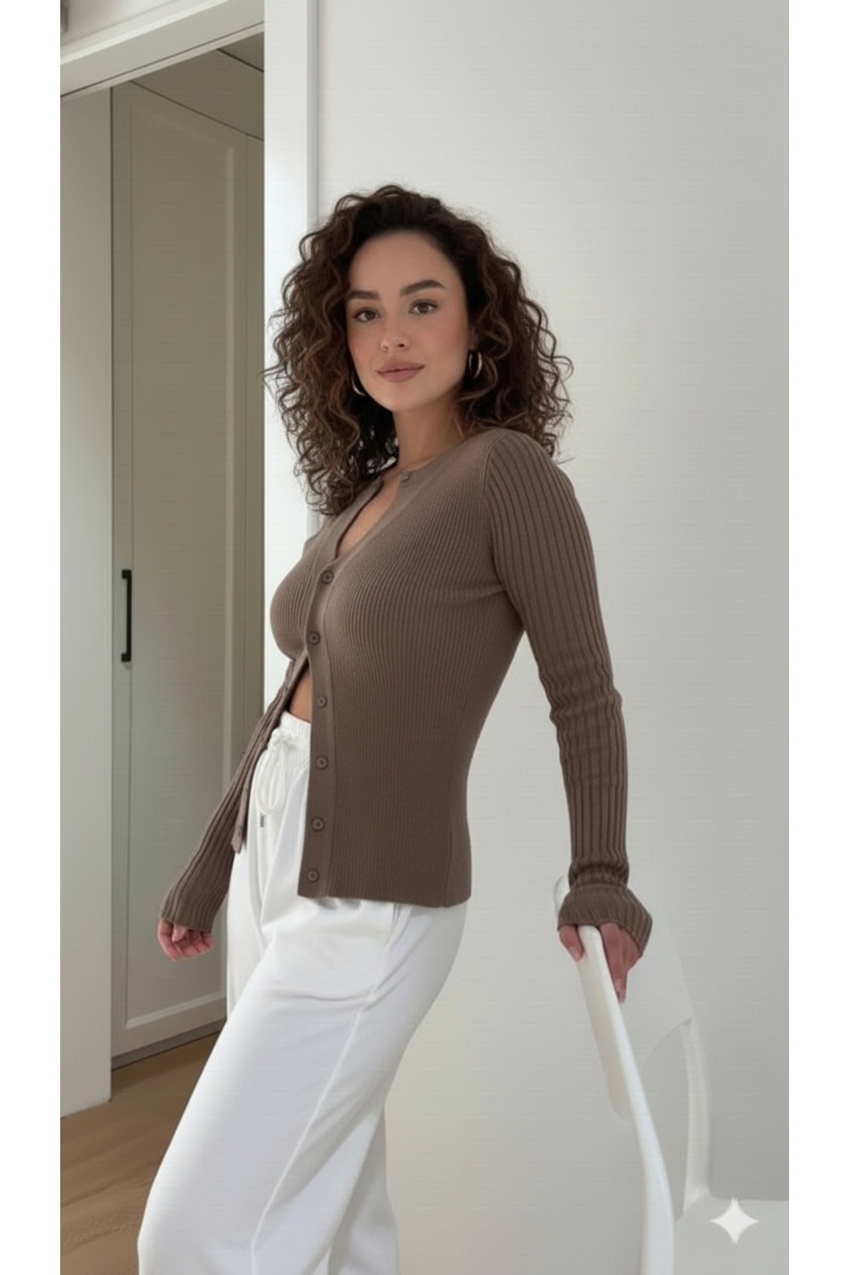 peri tower  YENİ SEZON Kadın Yumuşak Doku Tasarım Triko Hırka 0054 - Görsel 6