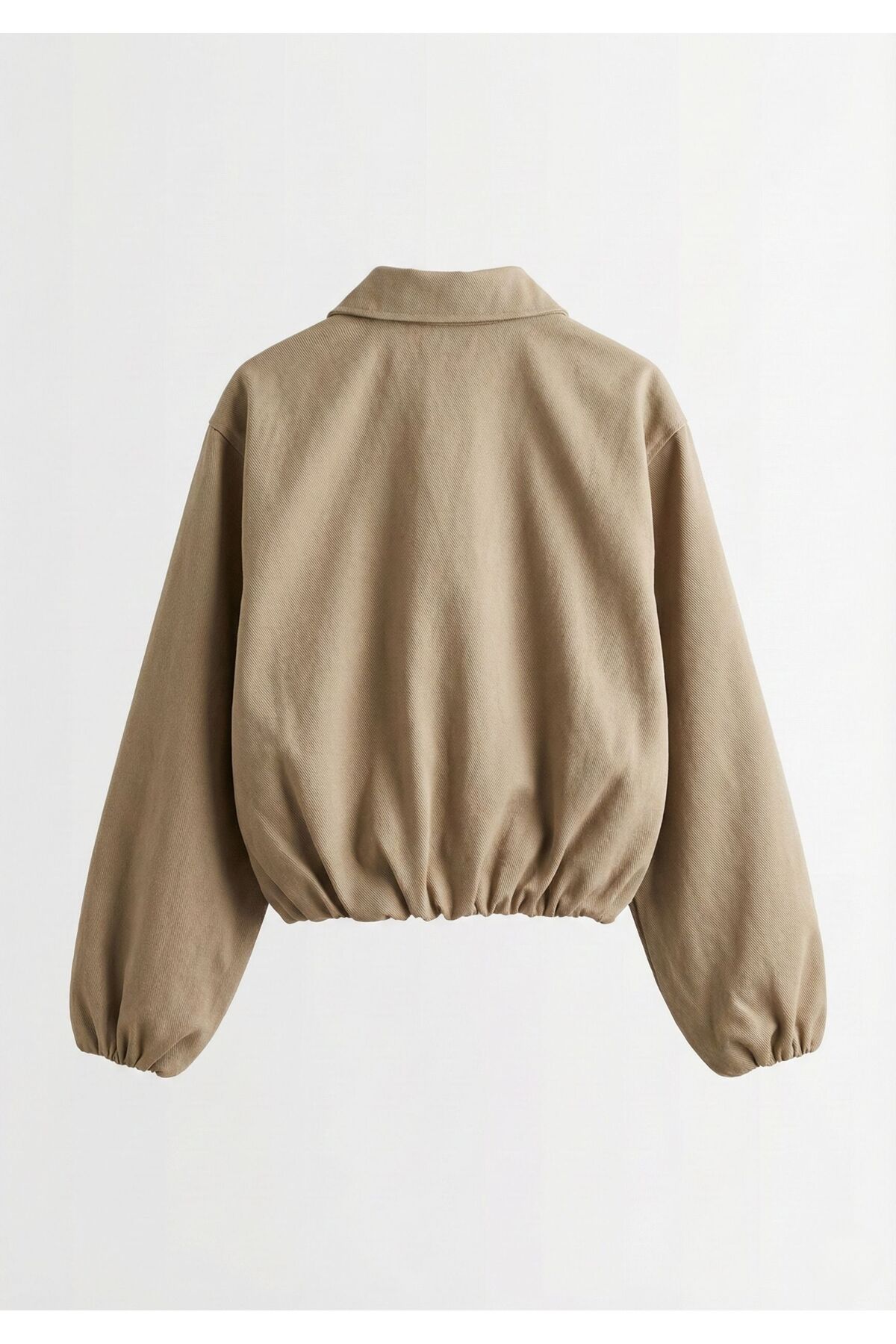 Ceylen  Kadın Oversize Pamuklu Gabardin Klasik Yaka Fermuarlı Casual Ceket Mont - Görsel 5