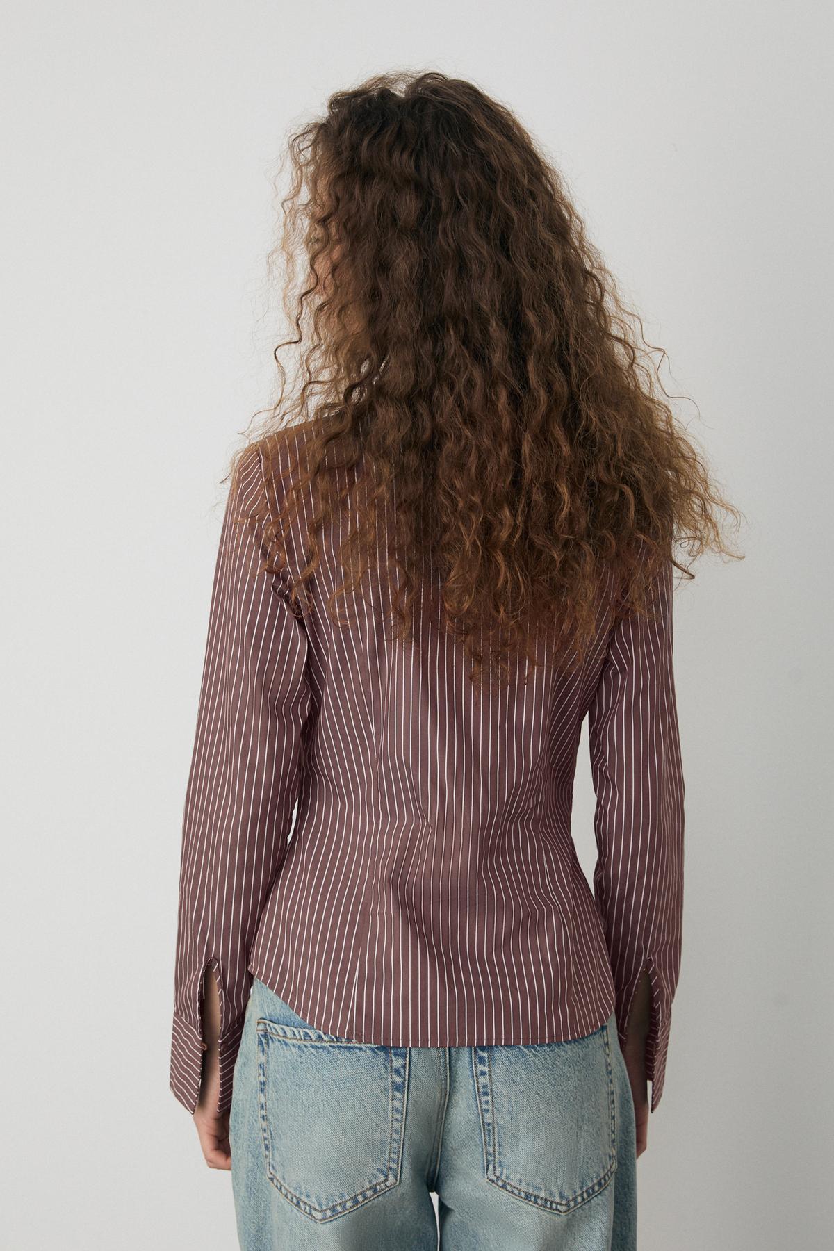 Stradivarius  Basic, fitted çizgili gömlek - Görsel 4