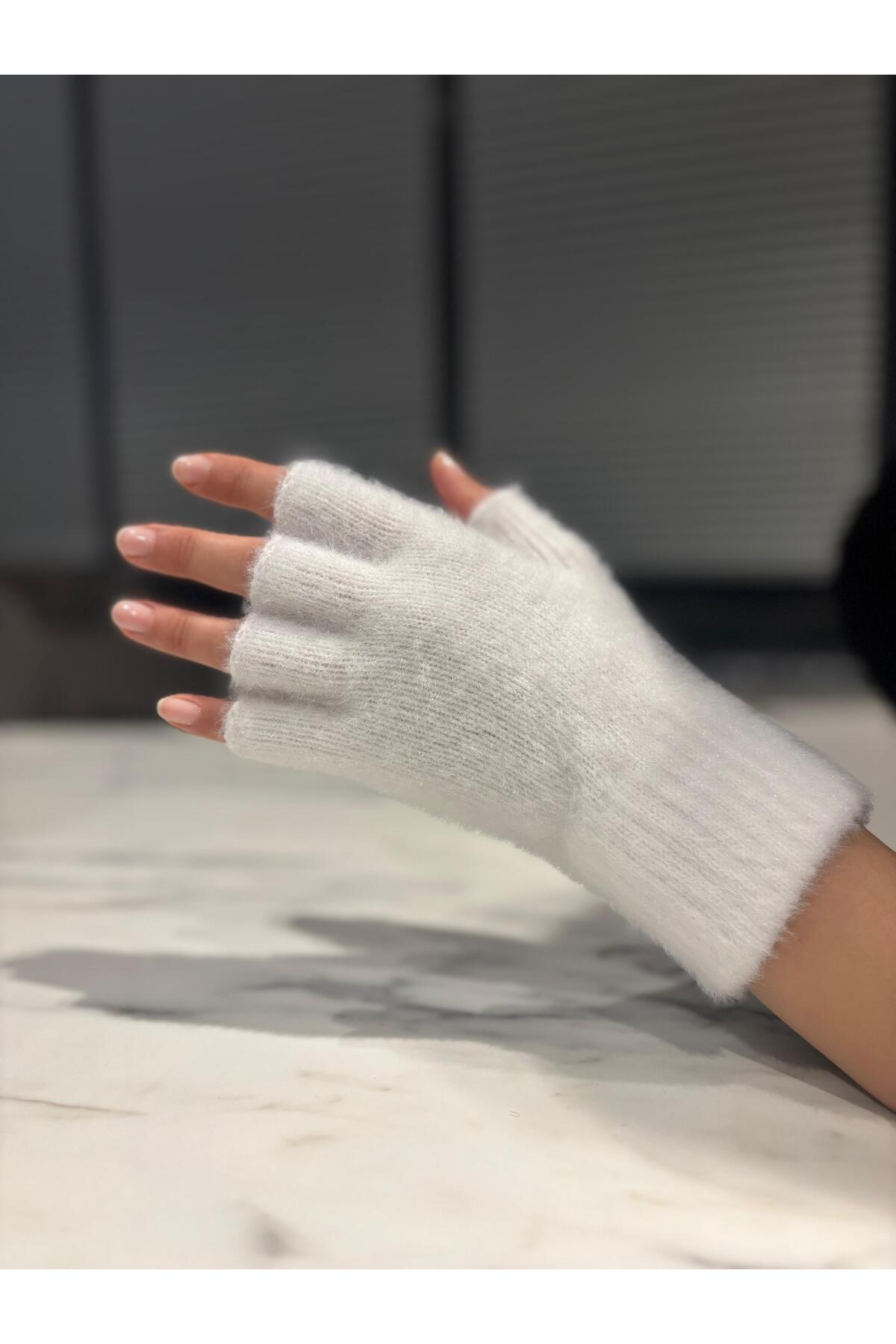Duflon Kadın Peluş Kesik Parmak Eldiven görsel 4