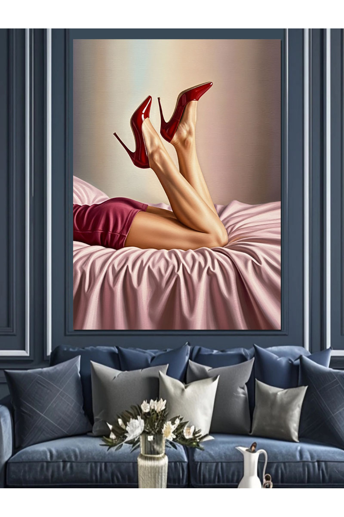 Kırmızı Topuklu Yüksek kaliteli yağlı boya dokulu Kanvas Canvas Tablo kanvas tablo canvas tablo duv