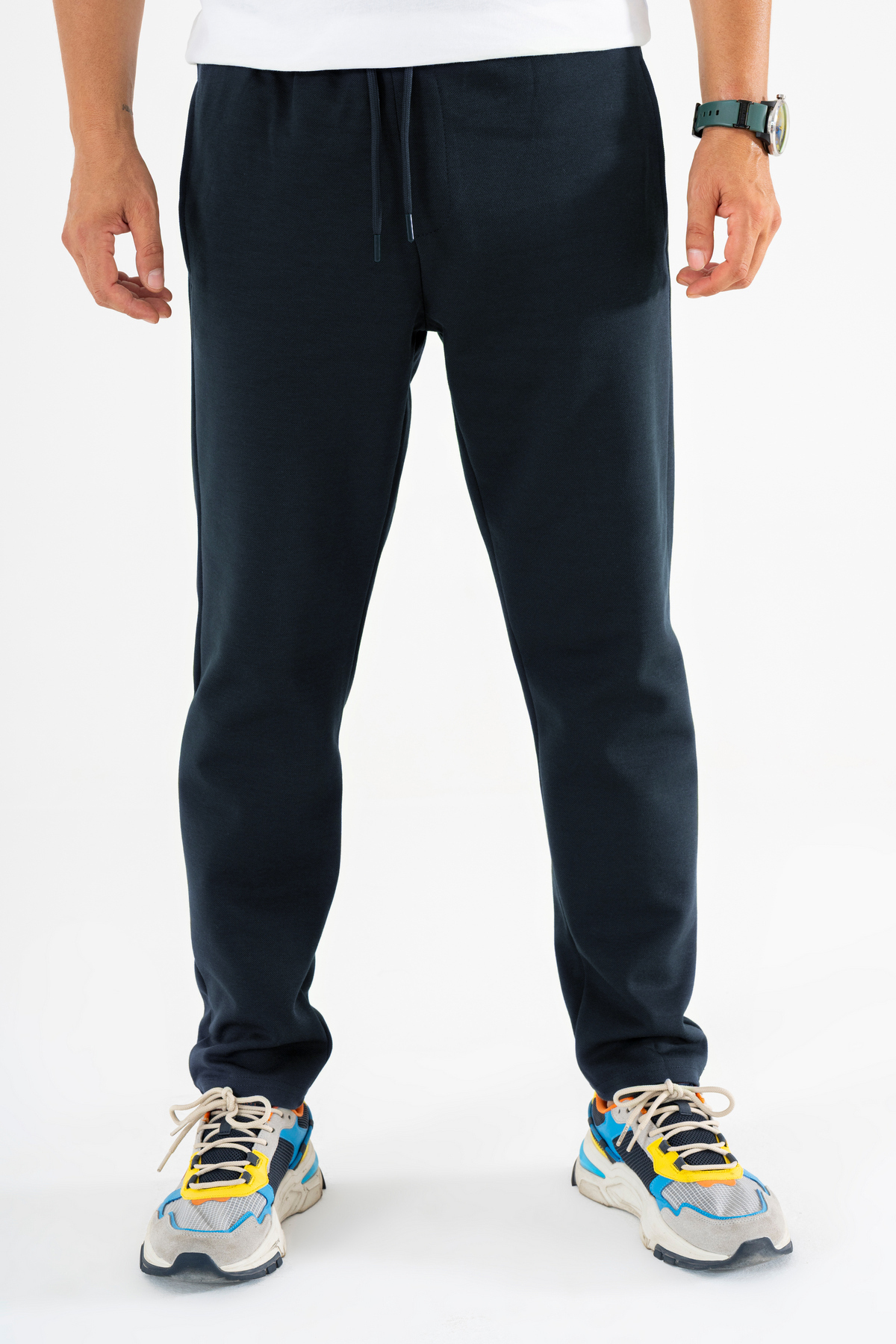 Erkek Lacivert Jogger Pantolon Rahat Kalıp Lastikli İpli Eşofman Altı — سرمه‌ای SW-16P20DZ — تصویر 2 از 6