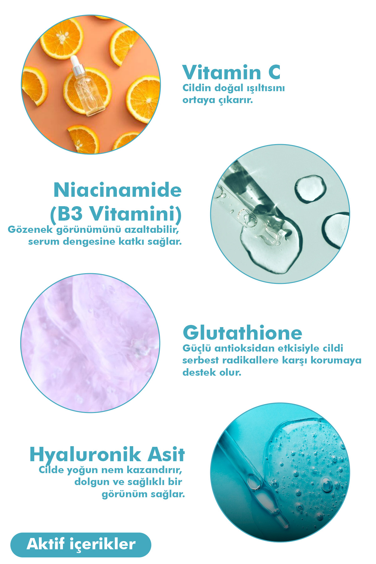 Vitamin C, Niacinamide, Glutatione, Hyaluronic Acid Serum — 4K.Beauty02 — تصویر 3 از 6