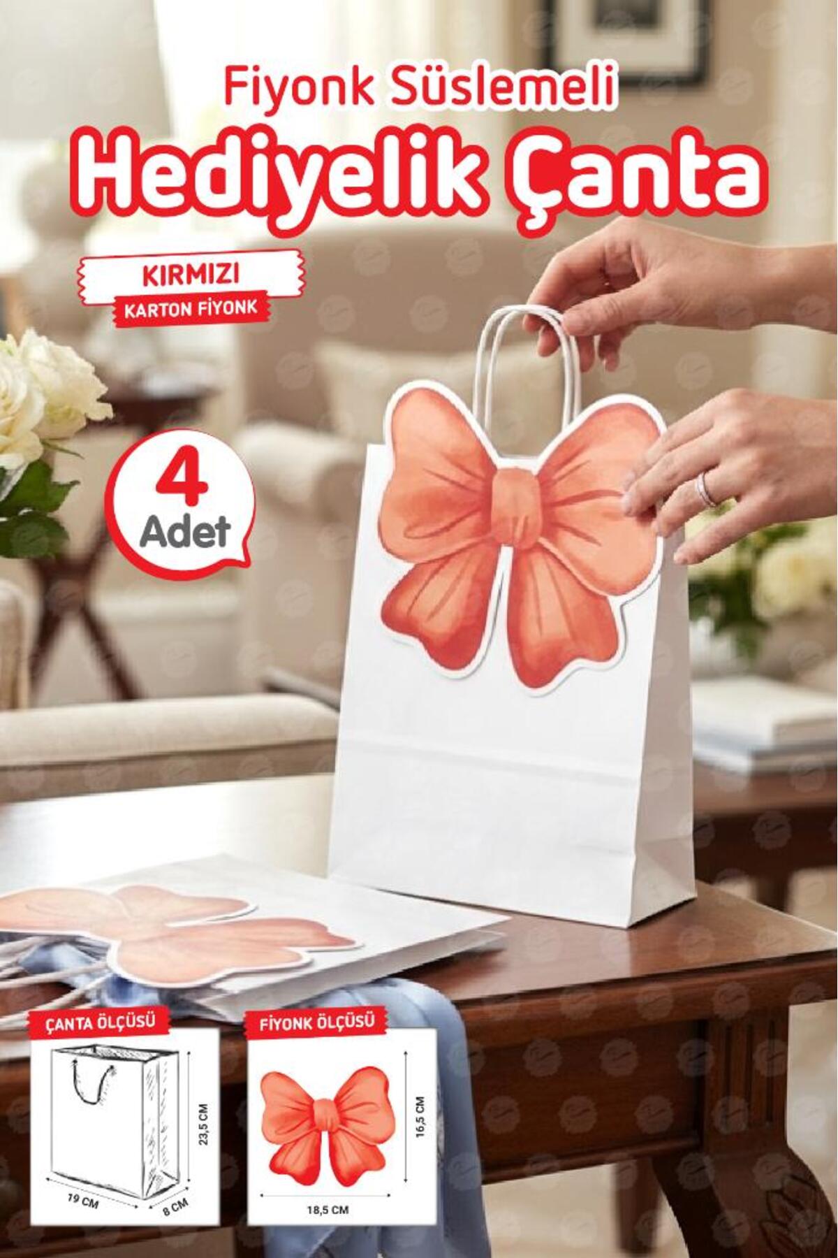 t tuğset etiket Burgu Saplı Karton Kurdeleli Çanta 4 adet Hediye Paketi Çanta Poşet (Kırmızı)doğum günü, düğün, bebe fotoğrafı 3 (önizleme)