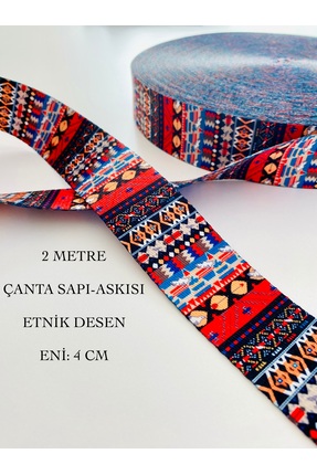 seyranat 2 Metre Eni 4 Cm Çok Renkli Etnik Desenli Kaliteli Çanta Kolonu-Askı...