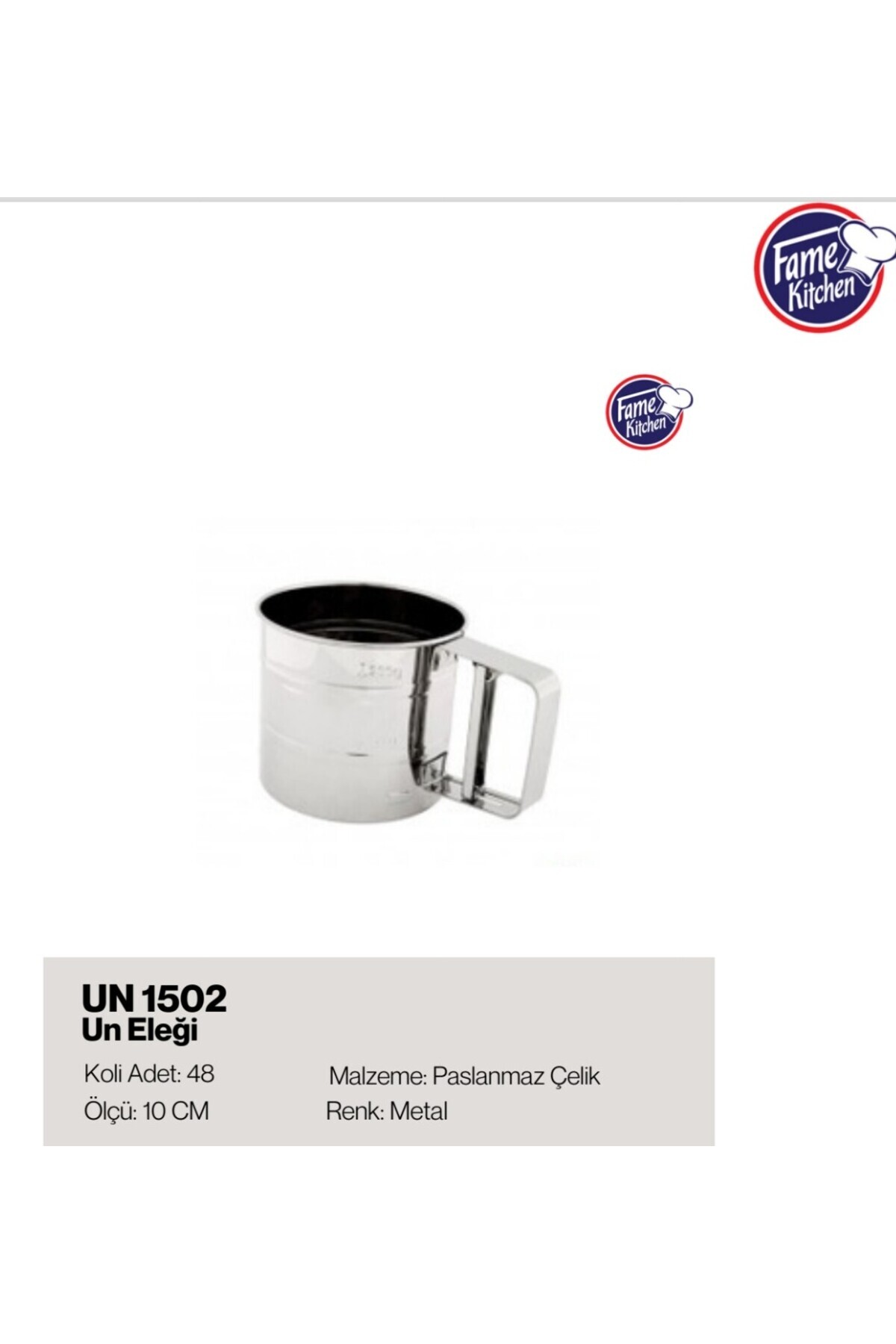 EMPA A V M 10 cm Paslanmaz çelik el tipi un nişasta kakao eleği