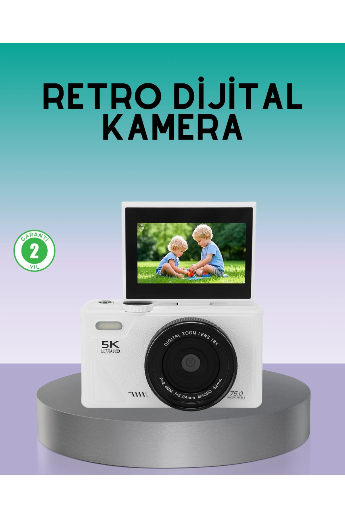 Eco Lounge WiFi Bağlantılı 5K Ultra HD Dijital Kamera 75MP Otofokus