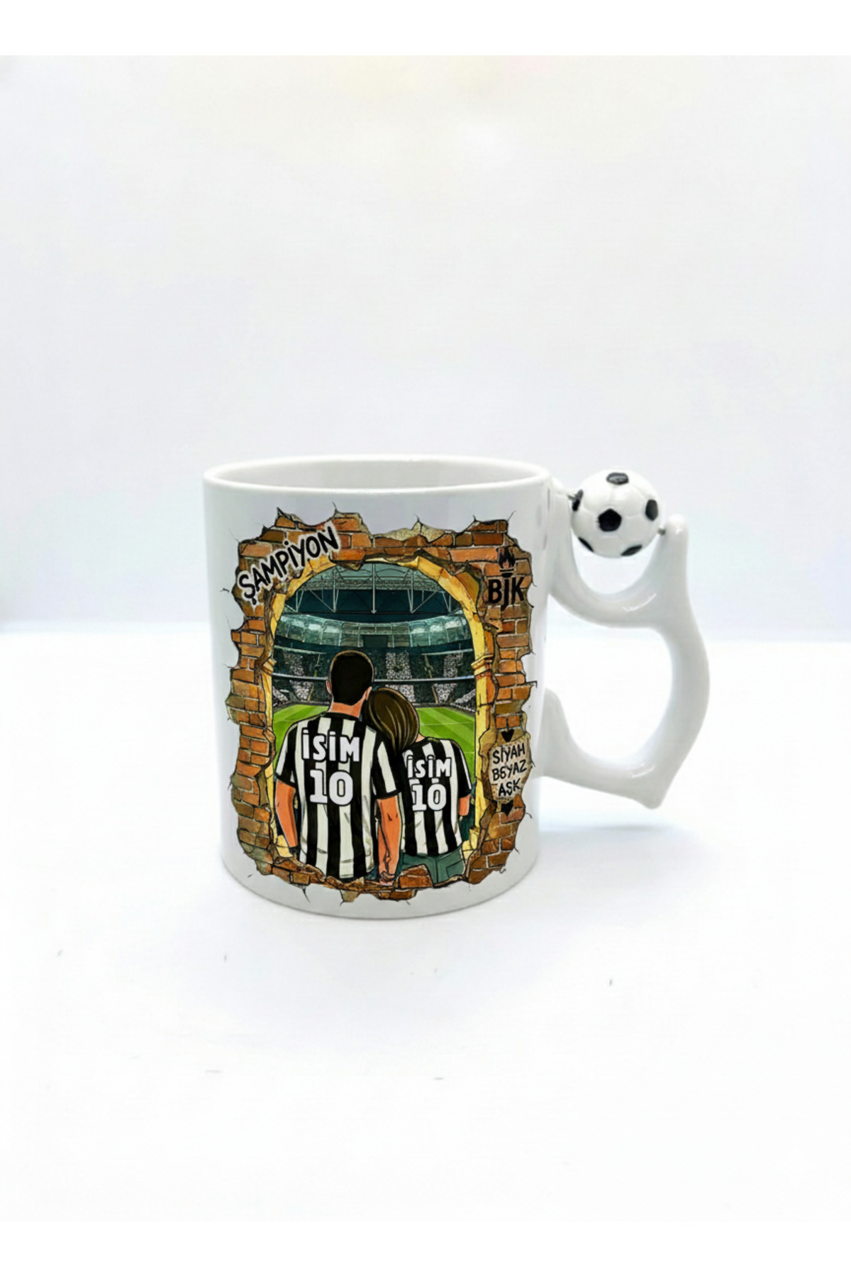Black and White Football Mugs for Valentines Gift Mugs Fan Mugs