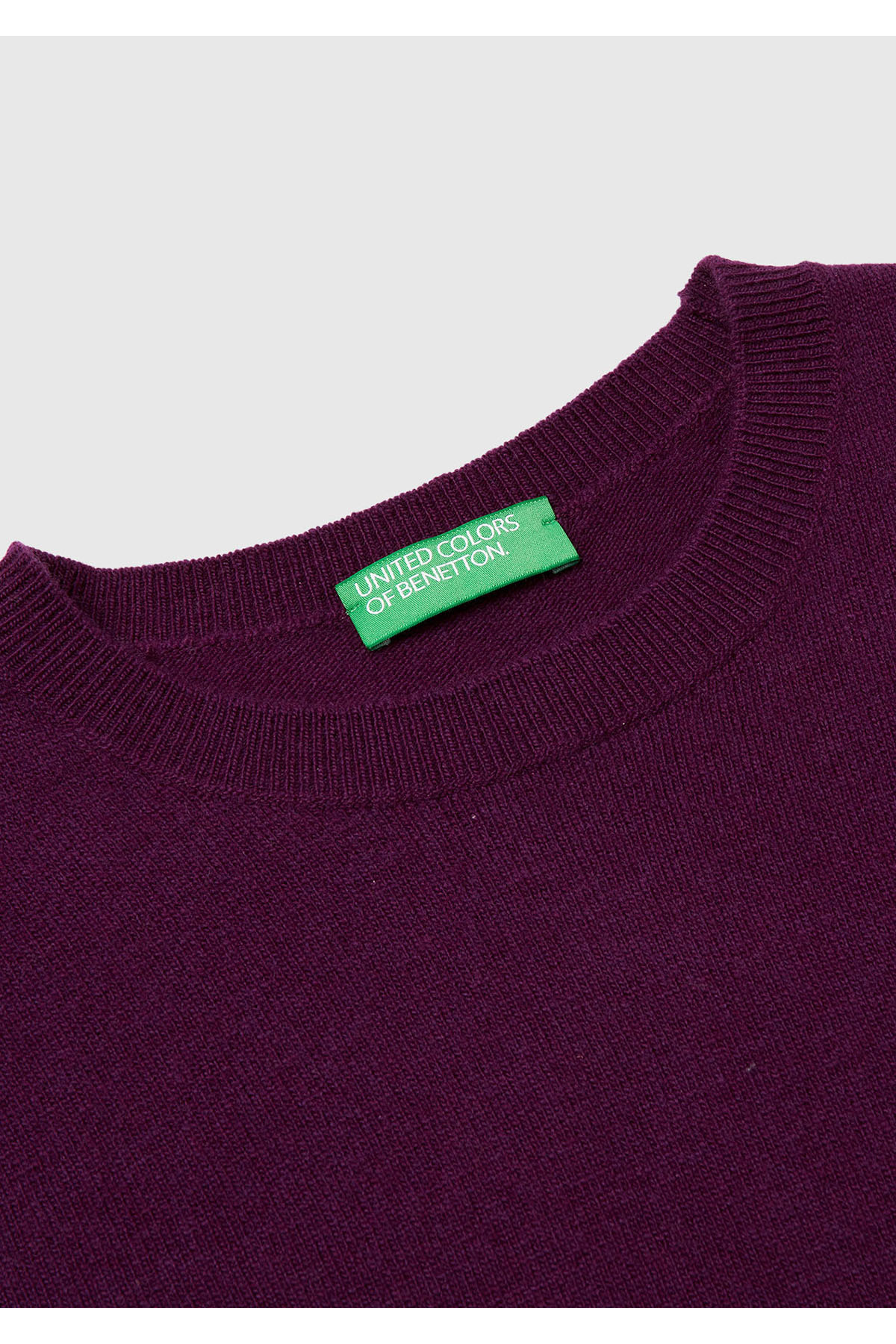 United Colors of Benetton Kadın Mürdüm %100 Merino Bisiklet Yaka Kazak görsel 7