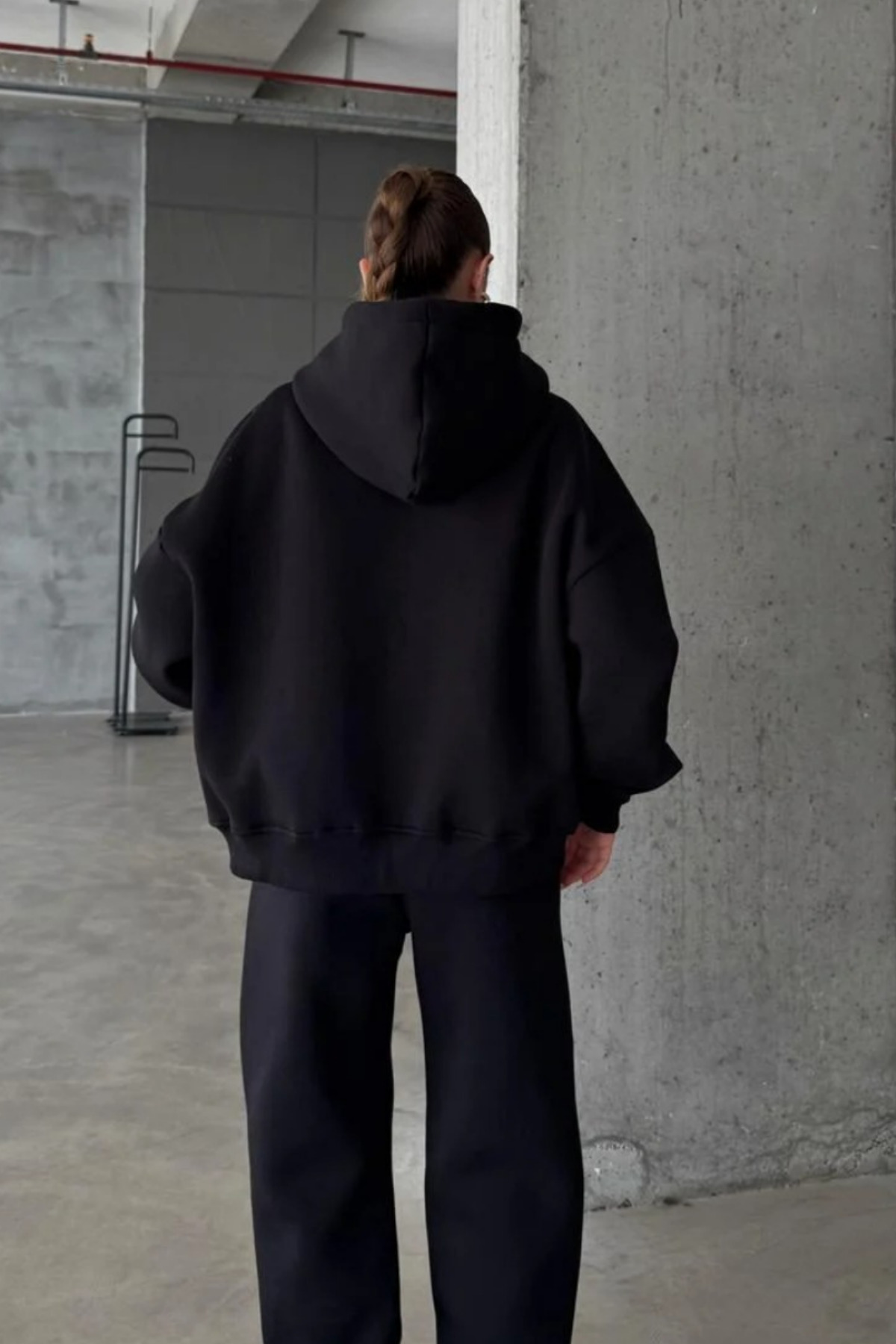 YAKAMEL  KADIN 3 İPLİK OVERSİZE FERMUARLI SWEATSHİRT HIRKA - Görsel 3