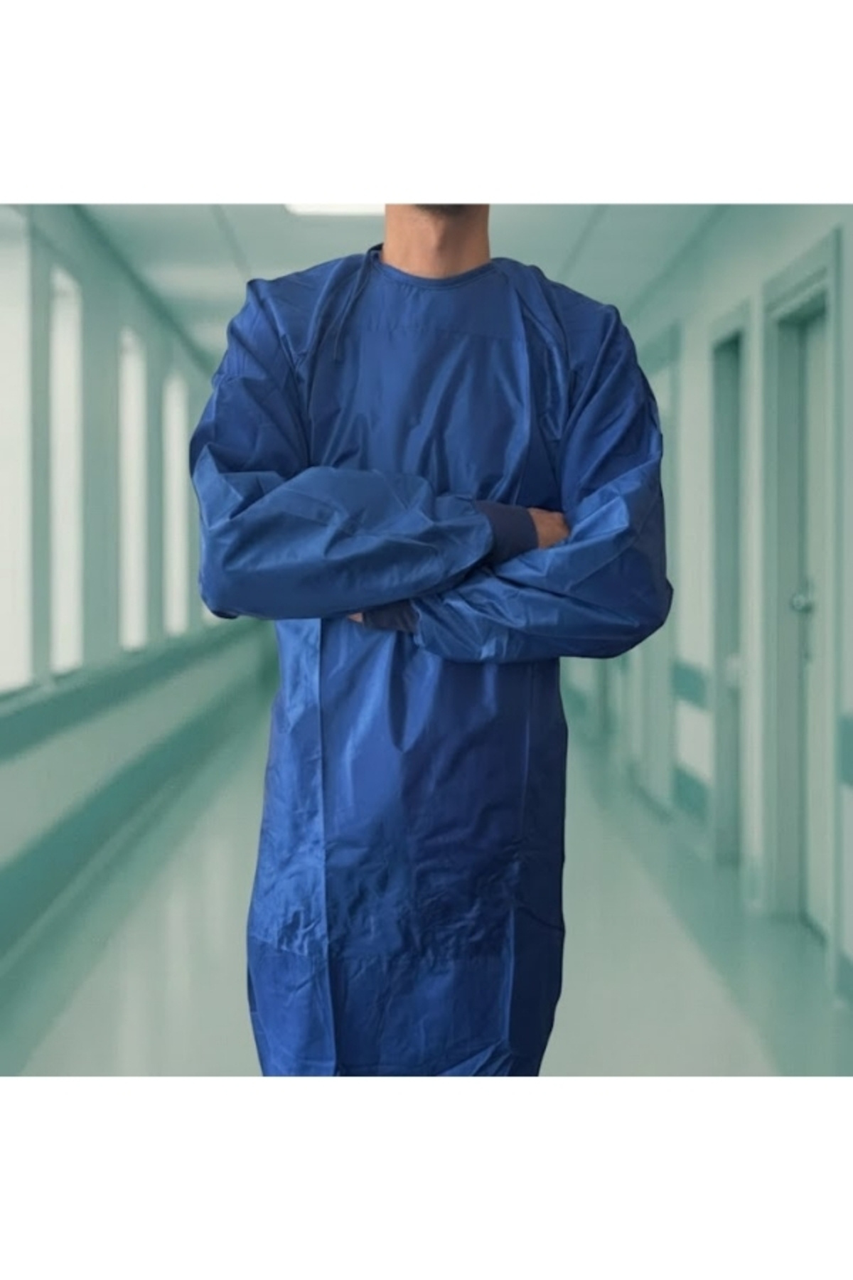 Denizli Saks Mavi Renk Ameliyat Box Önlüğü, Çok Kullanımlık Boks Önlüğü, Cerrahi Box Önlüğü