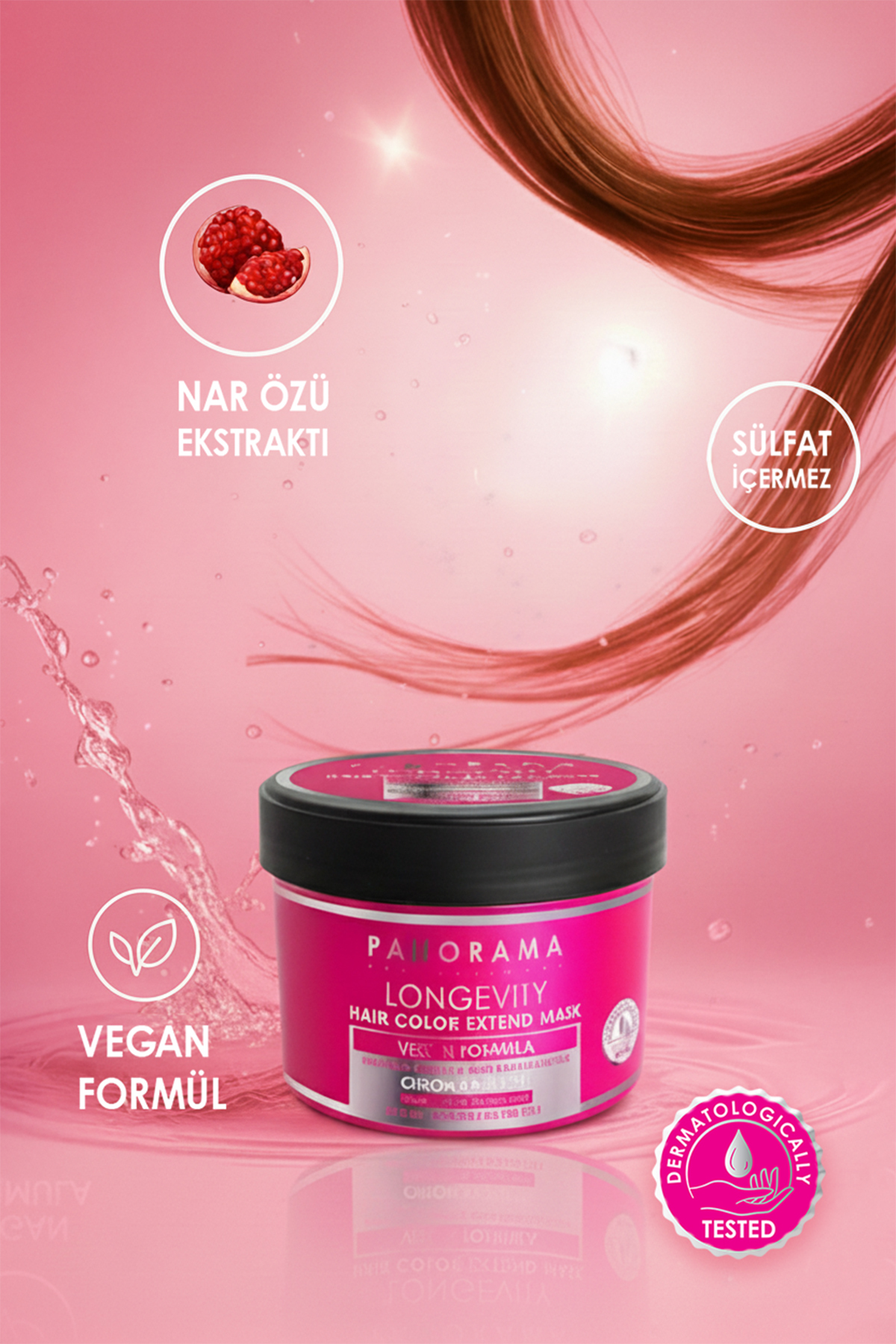 PANORAMA PROFESSIONAL Longevity - Boyalı Saçlar için Saç Bakım Maskesi - Nar Pigmentli Boya Koruma - Sülfatsız 250 ml — CL003
