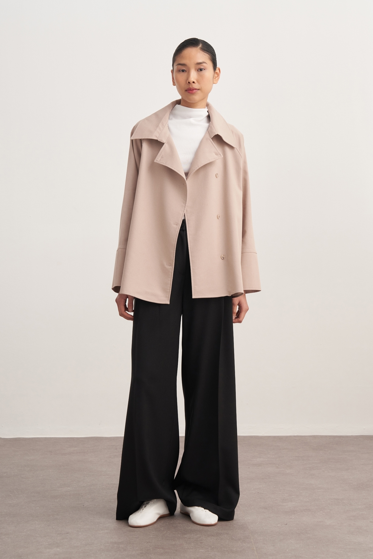 ebu prive  Kadın Gabardin Kruvaze Gömlek Bej - Görsel 2