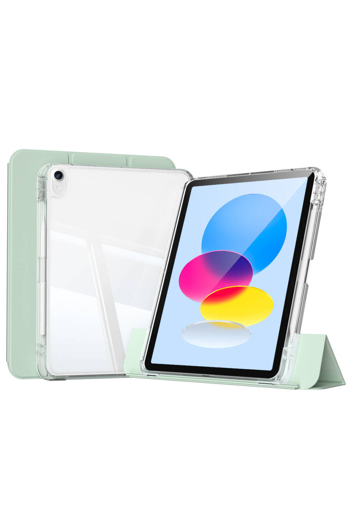 iPad 11.Nesil 2025 Kılıf Magnetik Ayrılabilen Airbagli MRSA Sliding Tablet Kılıfı - Açık Yeşil