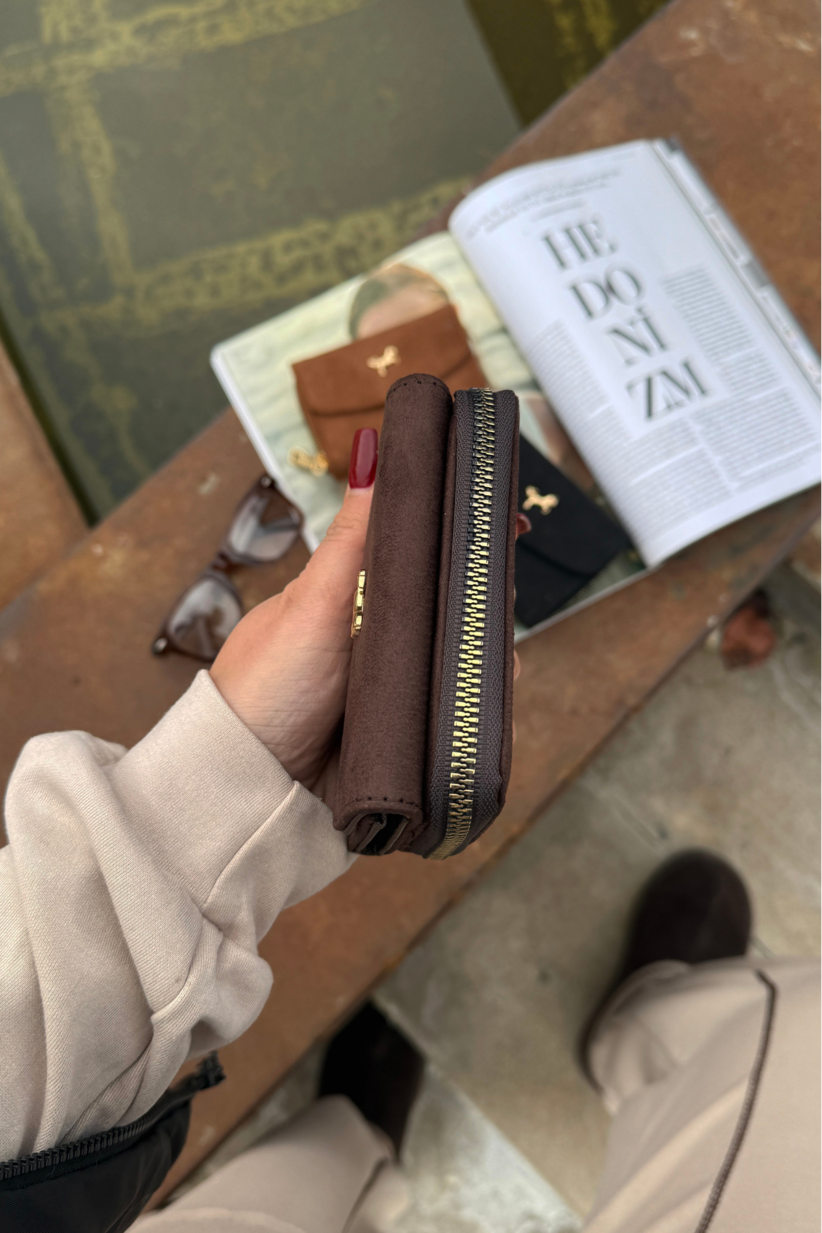 La La'Graccio Paris  La'Graccio Paris Kadın Cavie Süet Kullanışlı Cüzdan Kahve Süet - Görsel 5