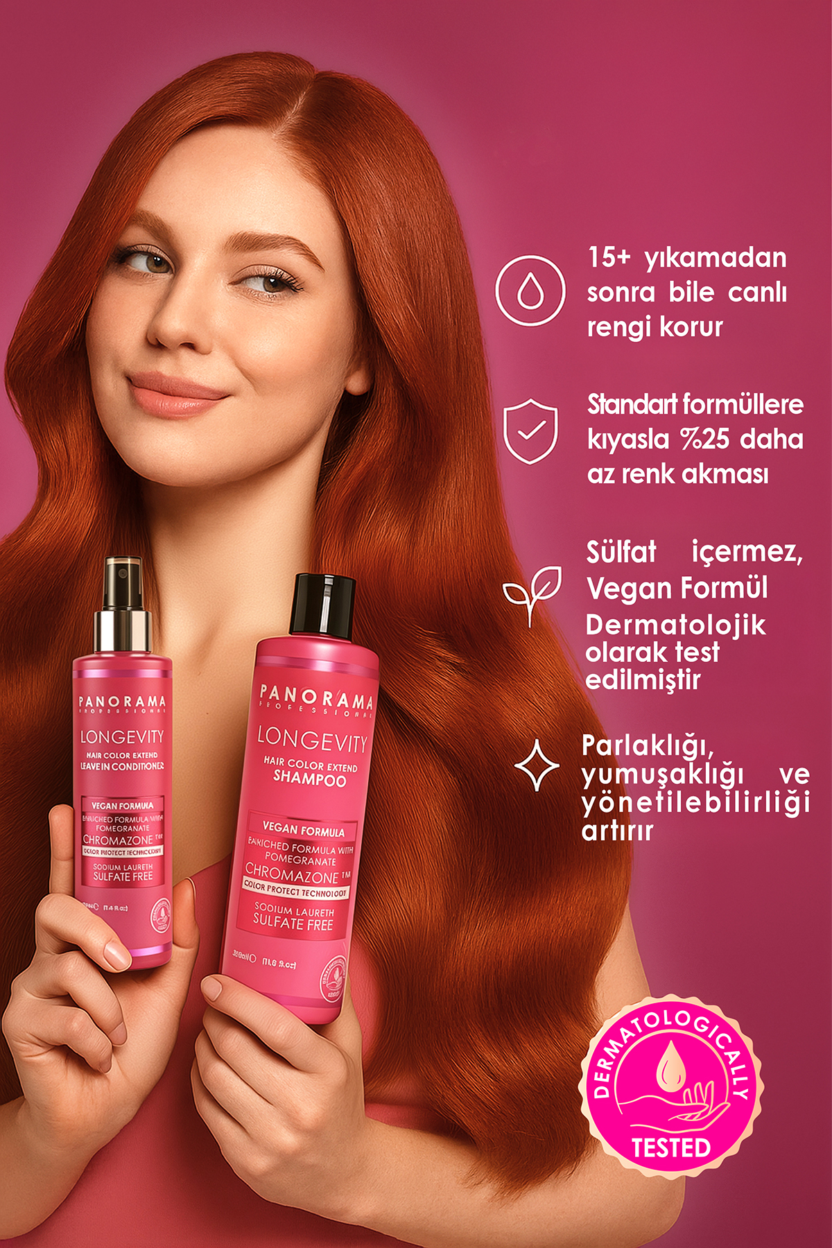Longevity - Boyalı Saçlar için Saç Bakım Maskesi - Nar Pigmentli Boya Koruma - Sülfatsız 250 ml — CL003 — تصویر 4 از 5