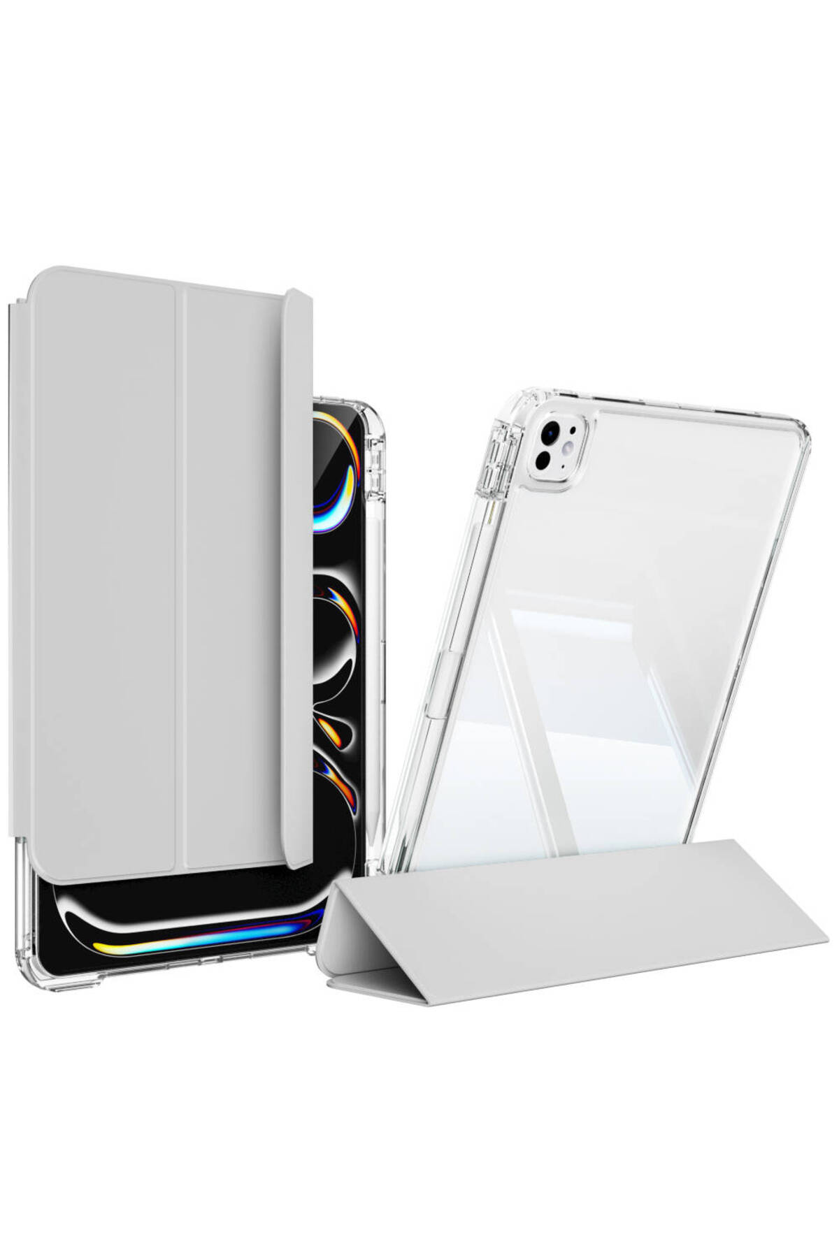 iPad Pro 11 2024 Kılıf Magnetik Ayrılabilen Airbagli MRSA Sliding Tablet Kılıfı - Gri