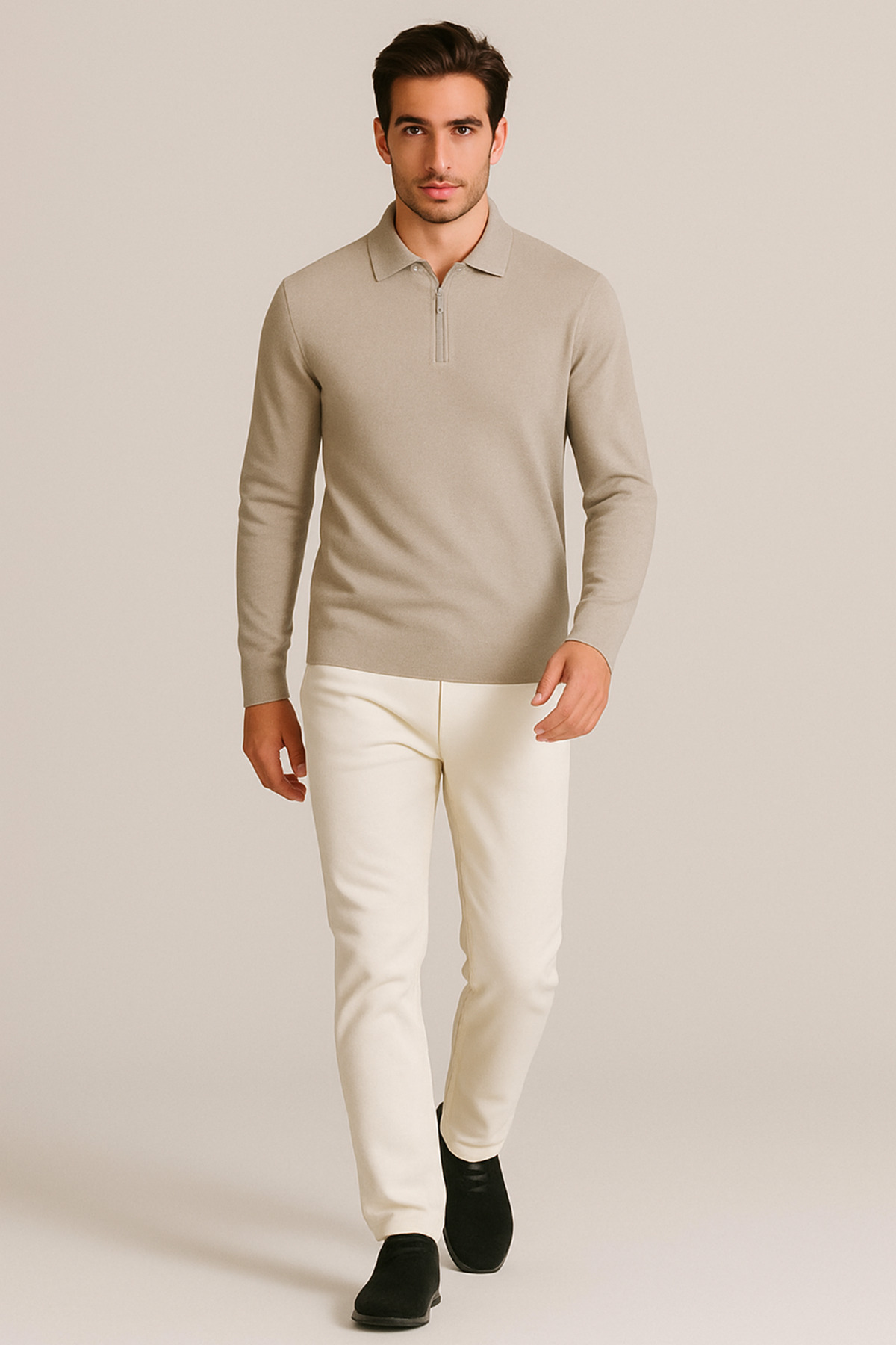 WE AND ME  POLO YAKA %100 YUMUŞAK TUŞELİ FERMUARLI ERKEK TRİKO KAZAK - Görsel 7