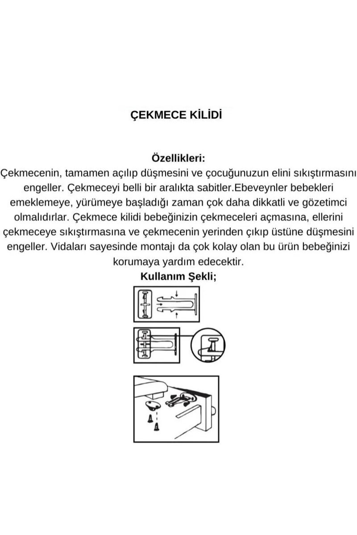 RELATOS Bebek Çocuk Koruma Kilidi - Dolap Çekmece Kilidi Sürgülü Kilit fotoğrafı 5 (önizleme)