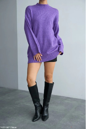 cemo Yüksek Yaka Oversize Triko Kazak