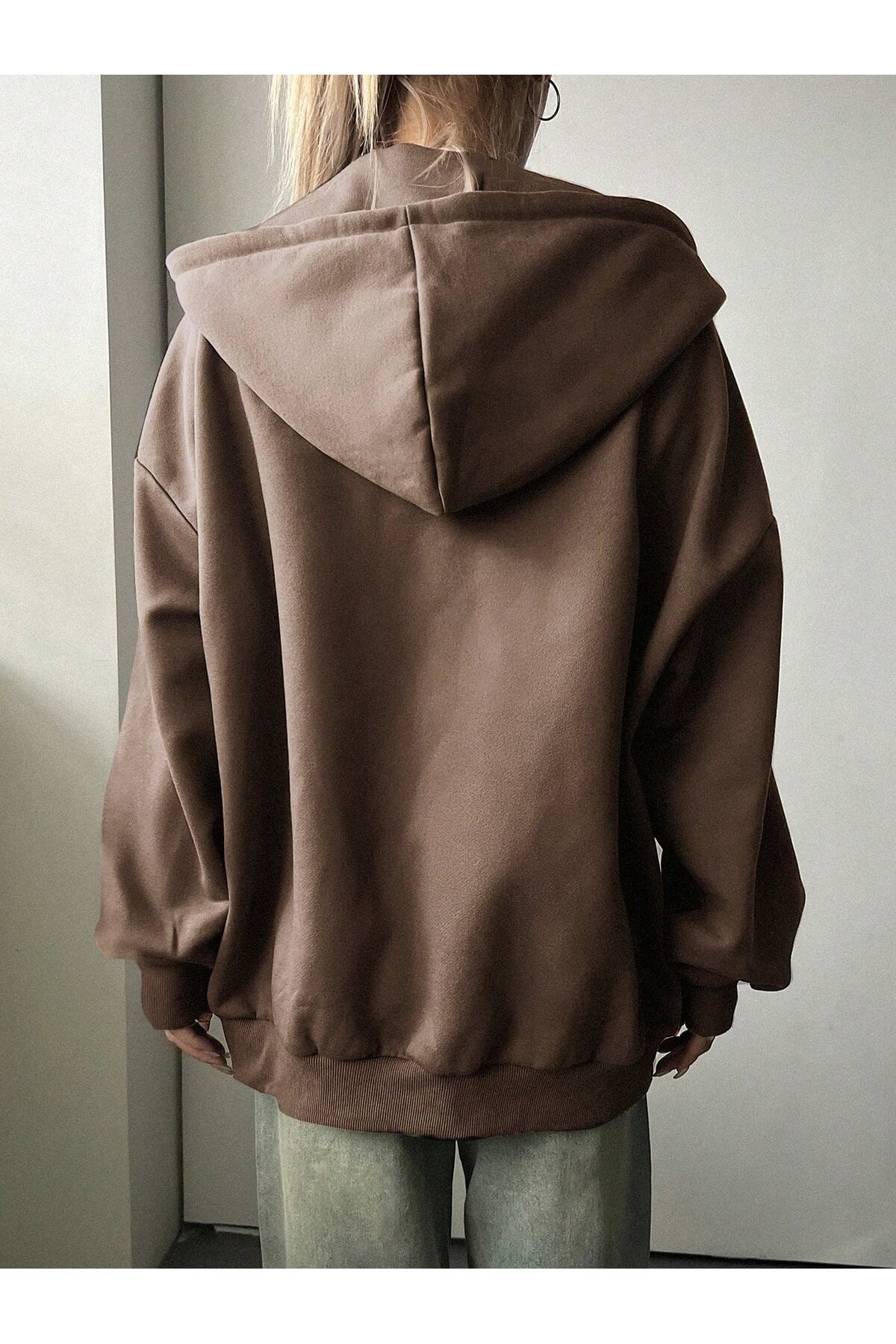 MONFİ  FERMUARLI KAPŞONLU HIRKA - Görsel 2