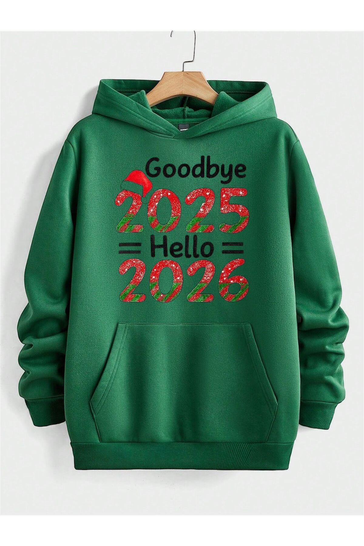 HerTarzınTrendi 'Goodbye 2025 Hello 2026' Yılbaşı Temalı Kapüşonlu