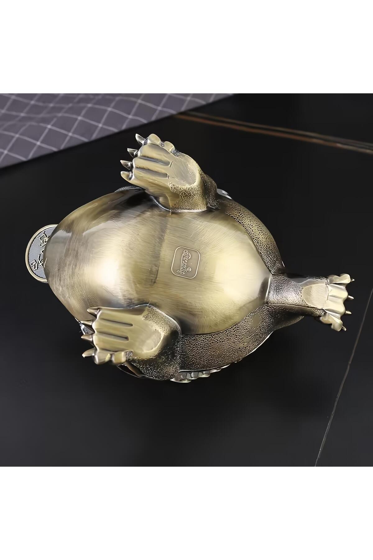 e-life shop Lüks Feng Shui Şans Paralı Metal Kurbağa Biblo Rüzgar