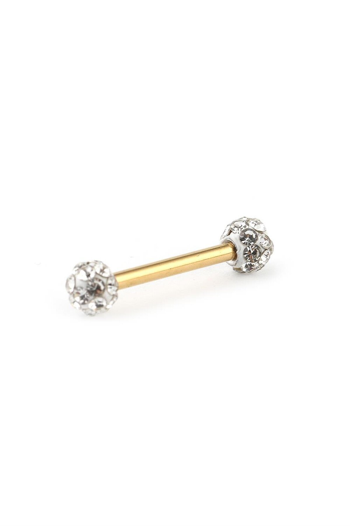 Çift Kristal Düz Piercing — Gold