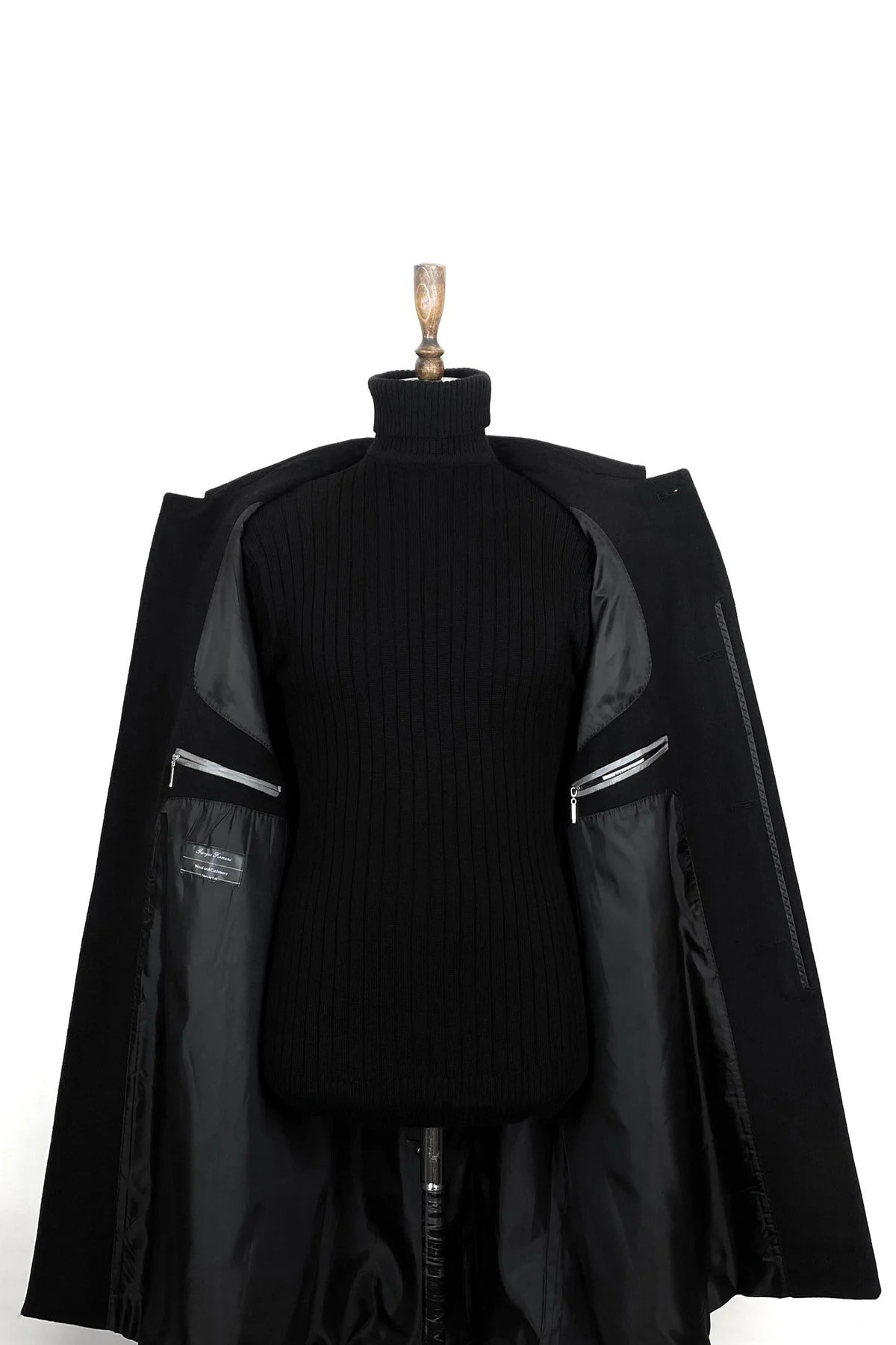 SUİT AYDIN  Erkek Siyah Bebe Yaka Kısa Palto - Görsel 3