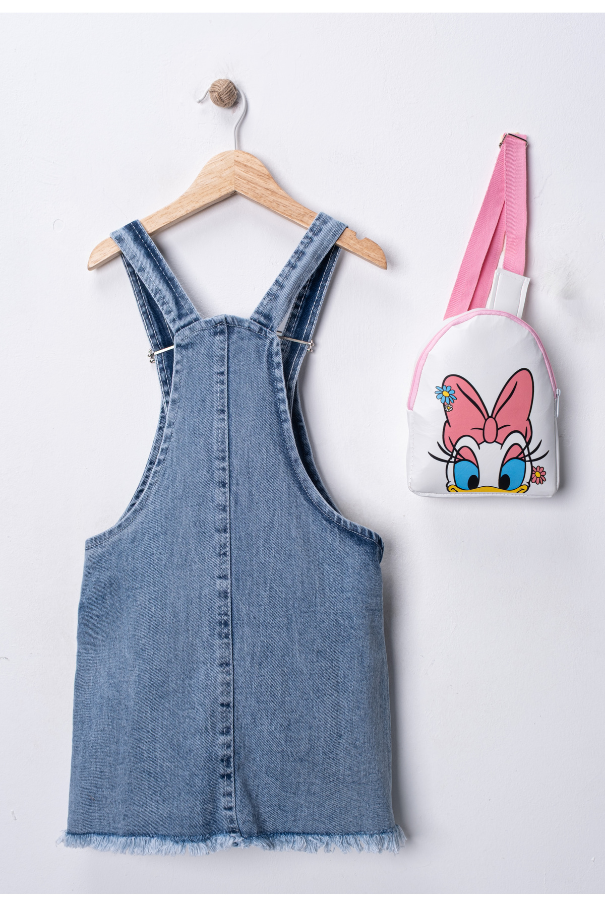 FURYATEX Kız Çocuk Kot Jile Salopet Elbise | Sevimli Ördek Tasarımlı Denim Model – Çanta Hediyeli fotoğrafı 6 (önizleme)