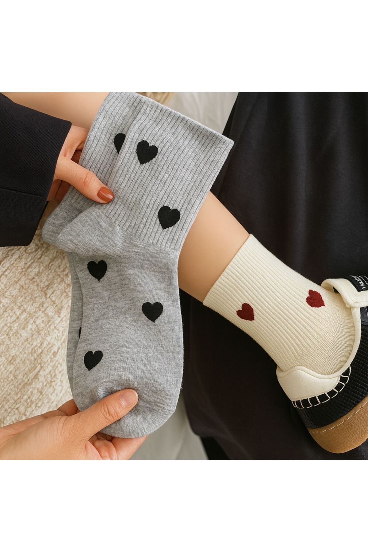 Sky Socks 4-пакетний економічний набір унісекс-шкарпеток для тенісу з серцеподібним сірим візерунком