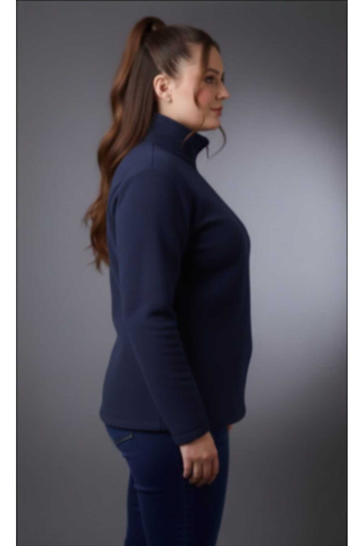 Symirna polar kumaş yarım fermuarlı kadın sweatshirt görsel 3