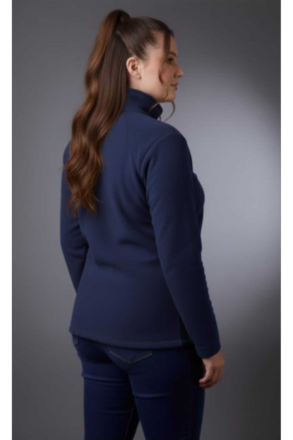 Symirna polar kumaş yarım fermuarlı kadın sweatshirt görsel 2