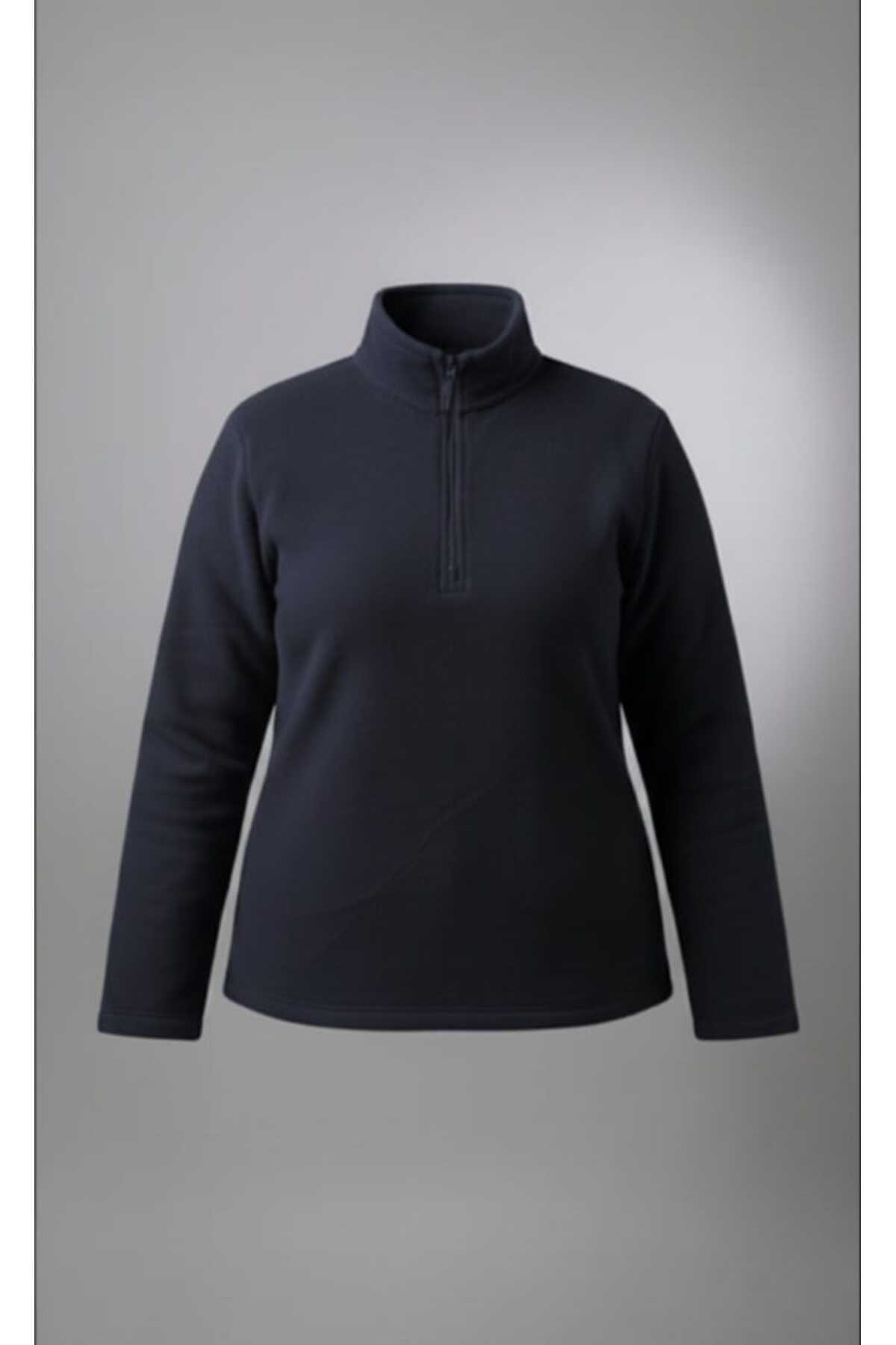 Symirna polar kumaş yarım fermuarlı kadın sweatshirt görsel 4