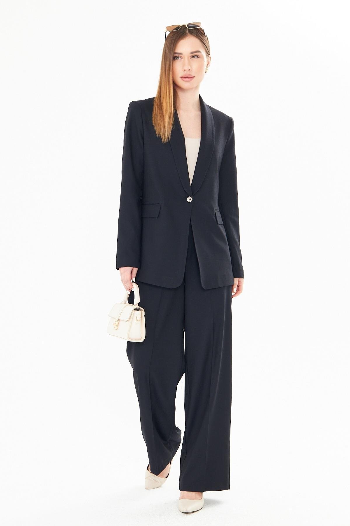 LOVELF Premium Şal Yaka Poliviskon Takım Koyu Lacivert