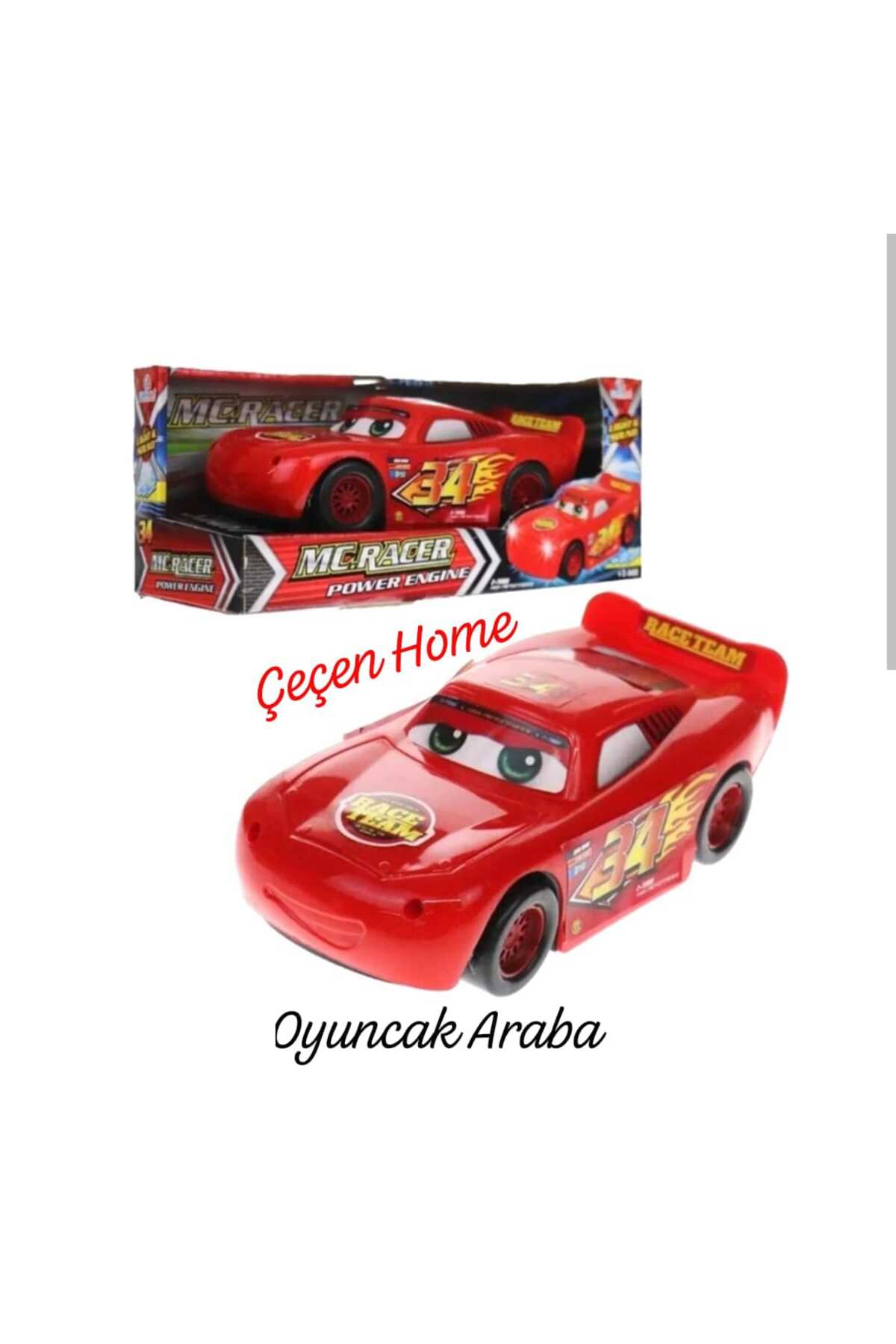 ÇEÇEN HOME Kırmızı Şimşek Mcqueen Yarış Arabası Plastik Oyuncak