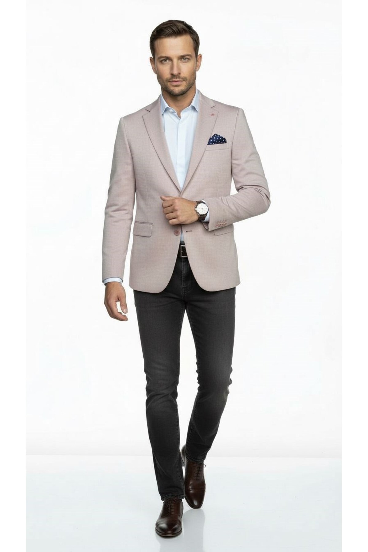 Plus Scorpion  Erkek Blazer Ceket – Slim Fit, Tek Düğme, Şık Davet ve İş Kombin Ceketi - Görsel 3