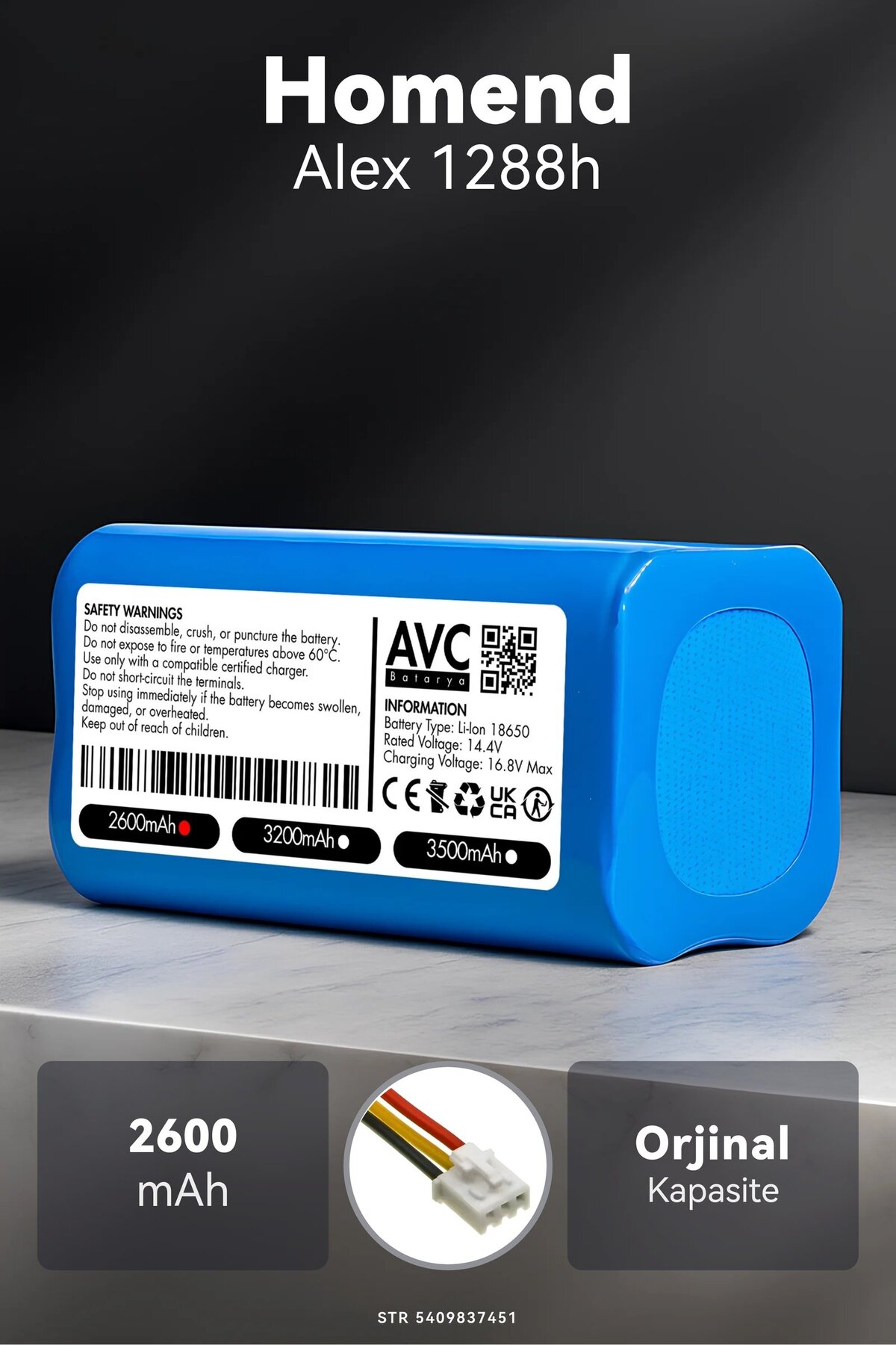 AVC BATARYA Homend Alex 1288h 2600mAh Robot Süpürge Bataryası