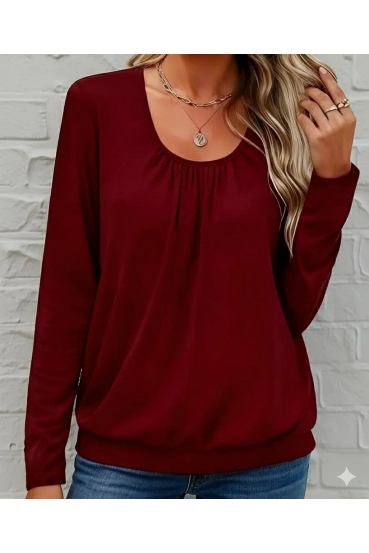 Dressify women 'S fashion WOMEN'S Long Sleeve Round Neck Viscose Blouse
